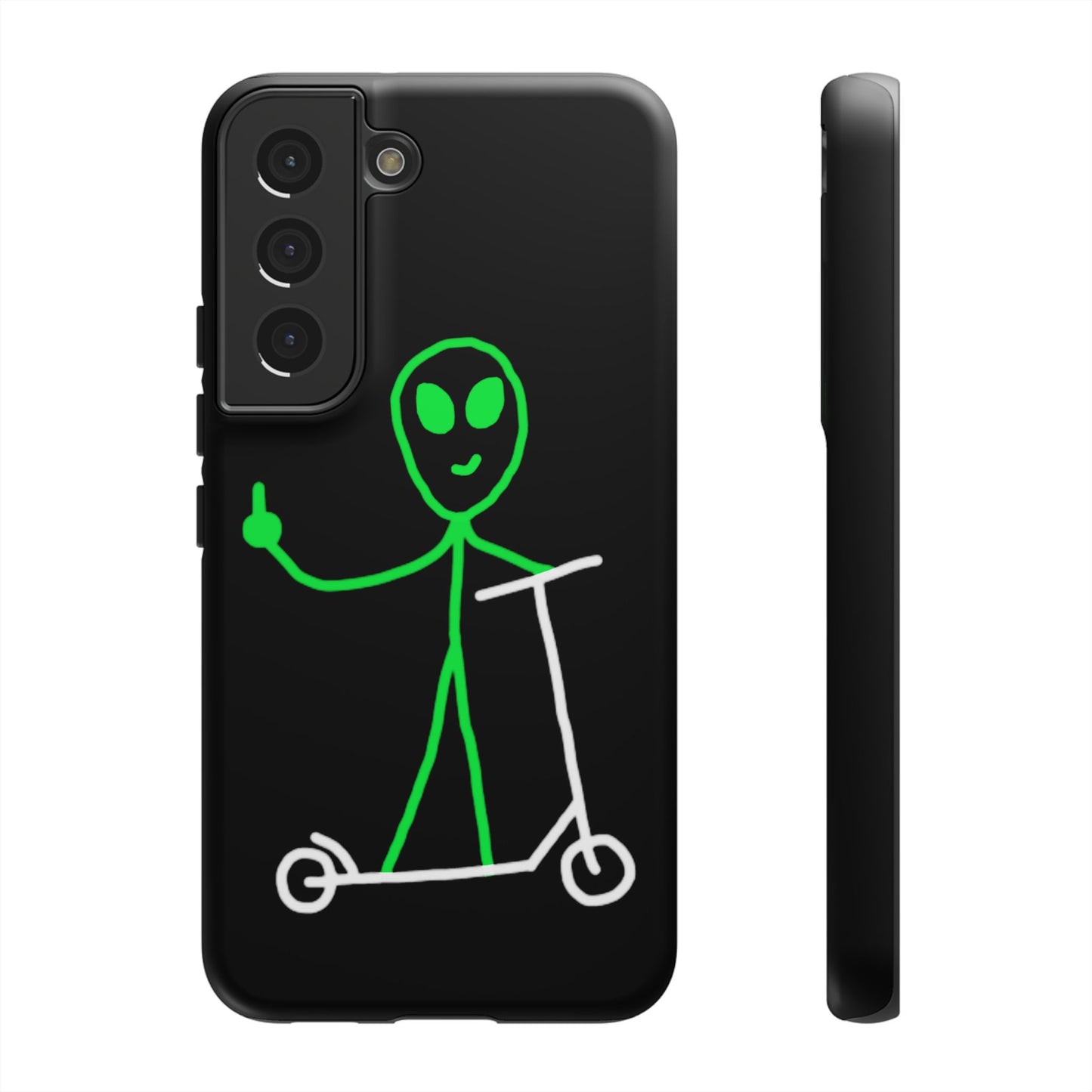 Alien on a Scooter Phone Case (Black)