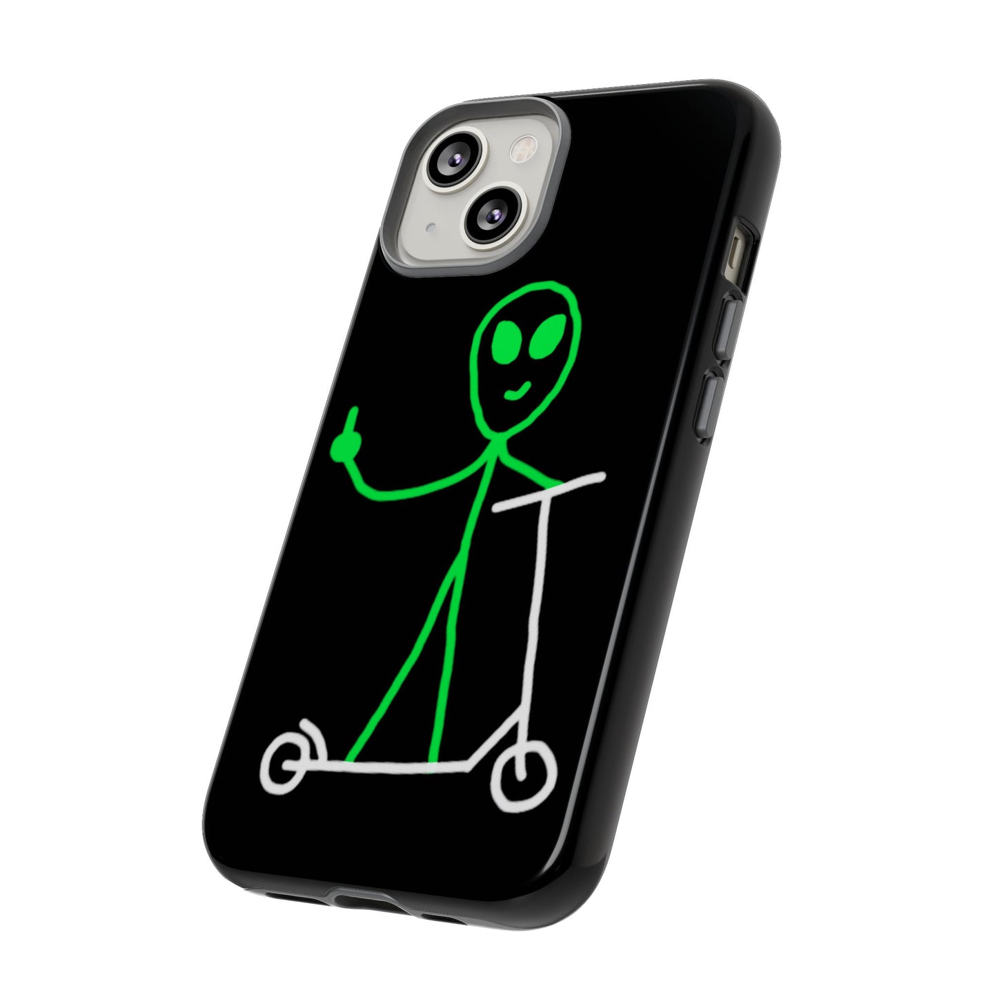 Alien on a Scooter Phone Case (Black)