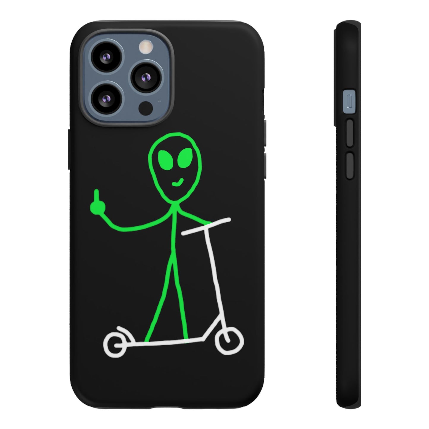 Alien on a Scooter Phone Case (Black)
