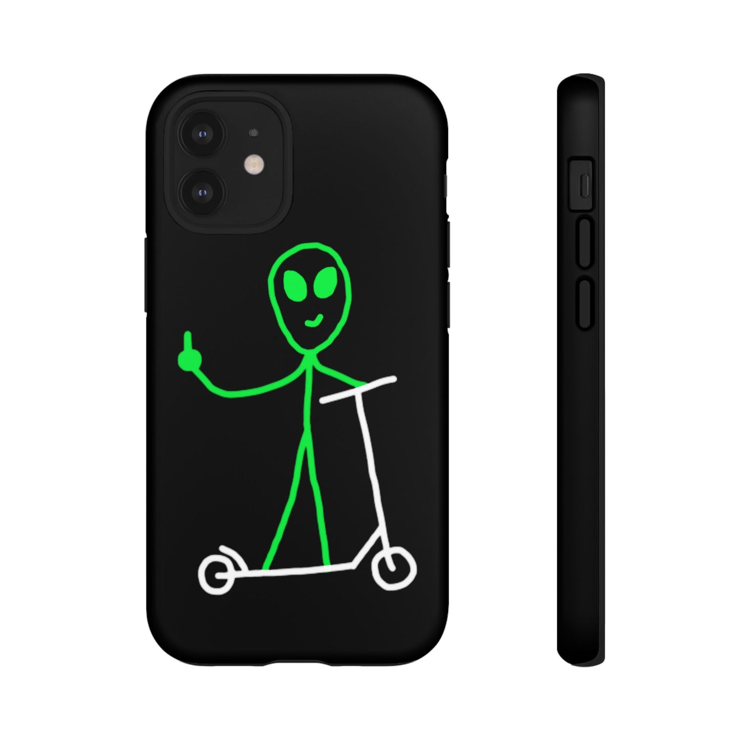 Alien on a Scooter Phone Case (Black)