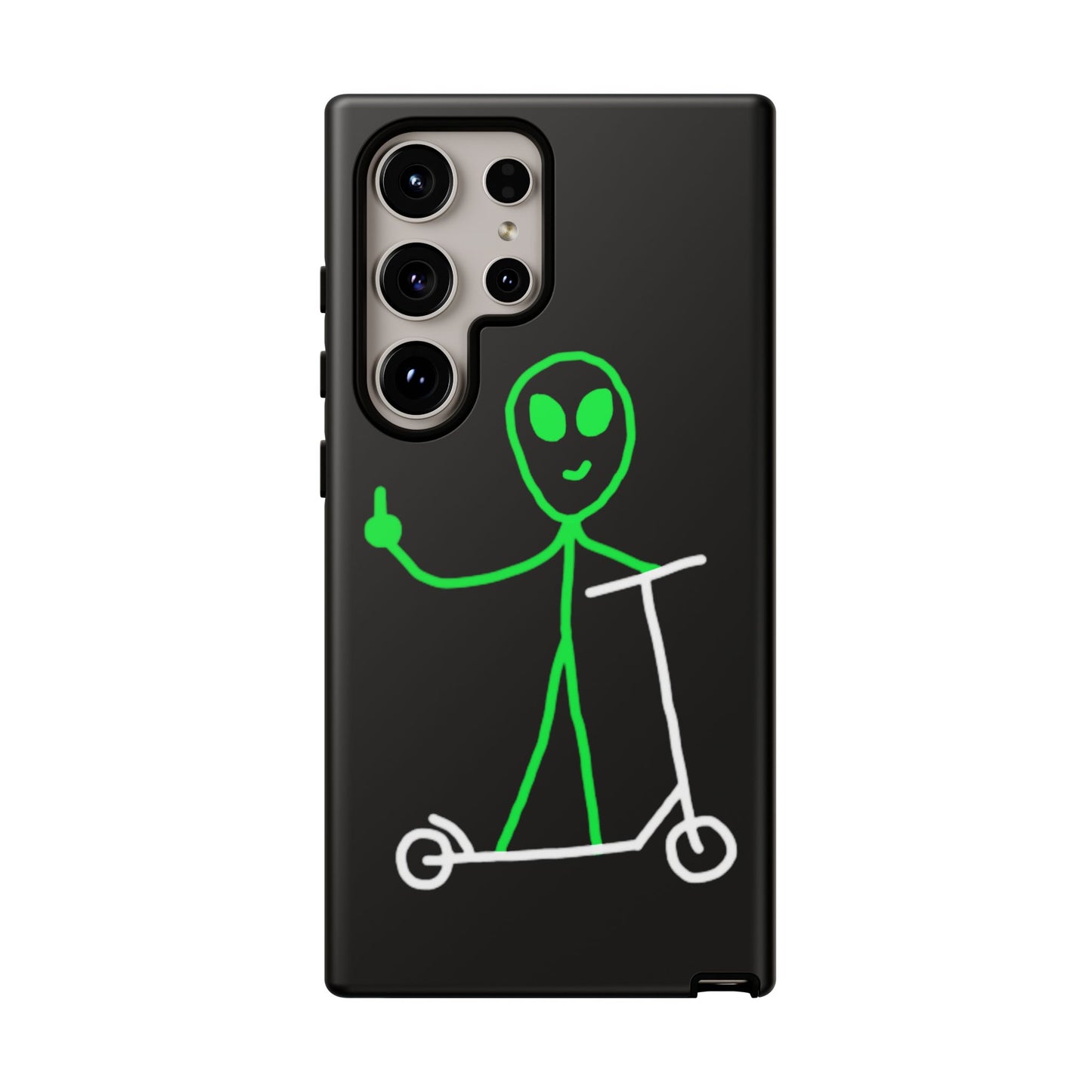 Alien on a Scooter Phone Case (Black)