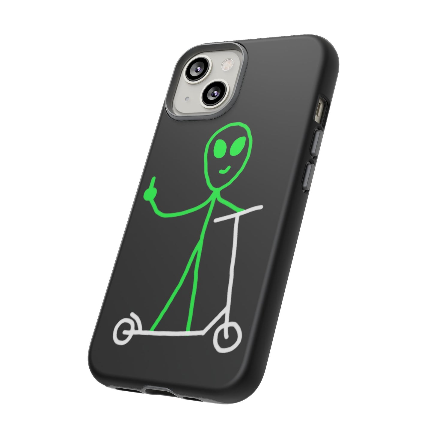 Alien on a Scooter Phone Case (Black)