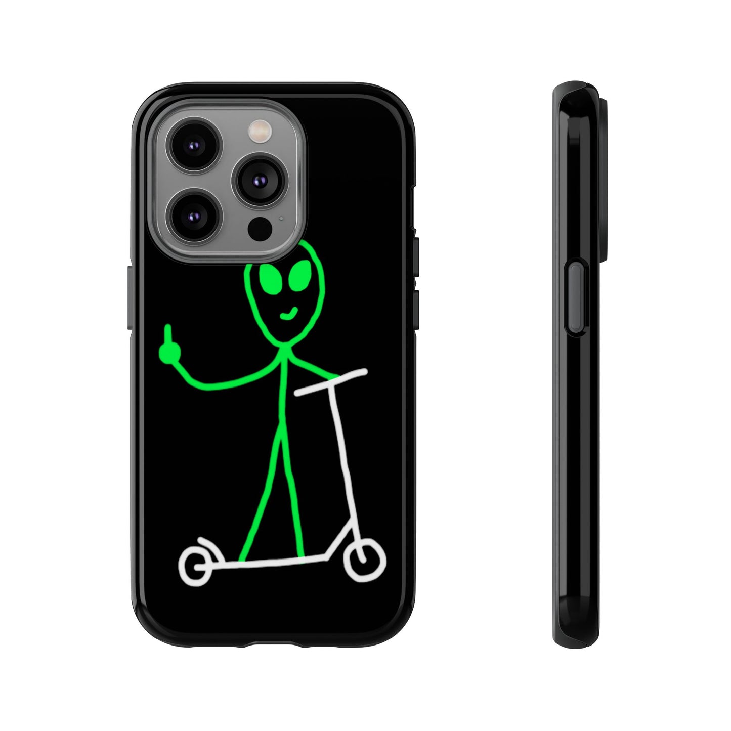 Alien on a Scooter Phone Case (Black)