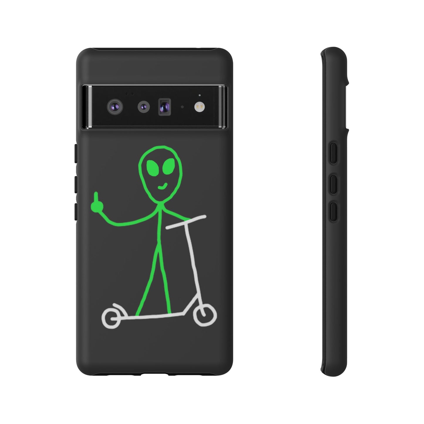 Alien on a Scooter Phone Case (Black)