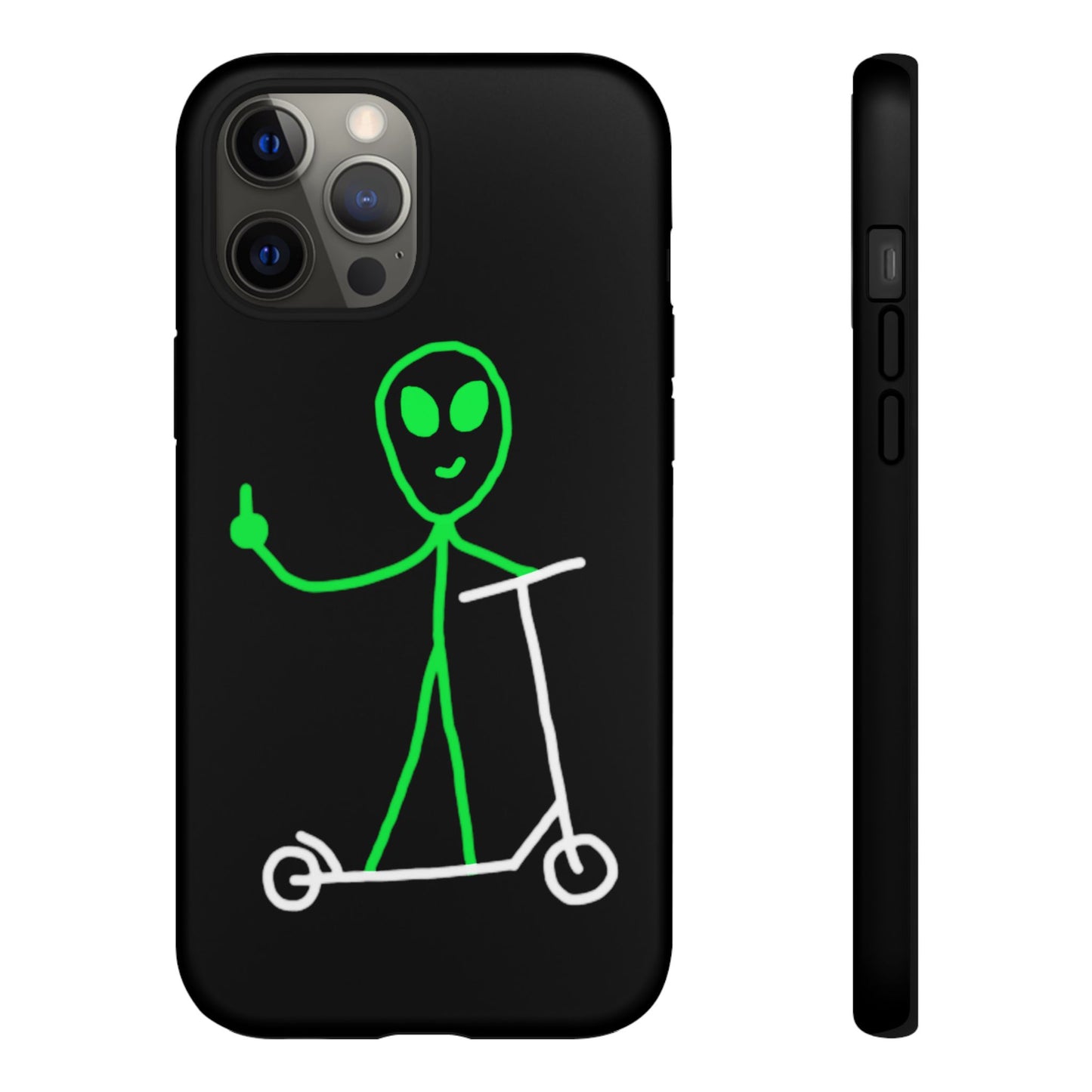 Alien on a Scooter Phone Case (Black)