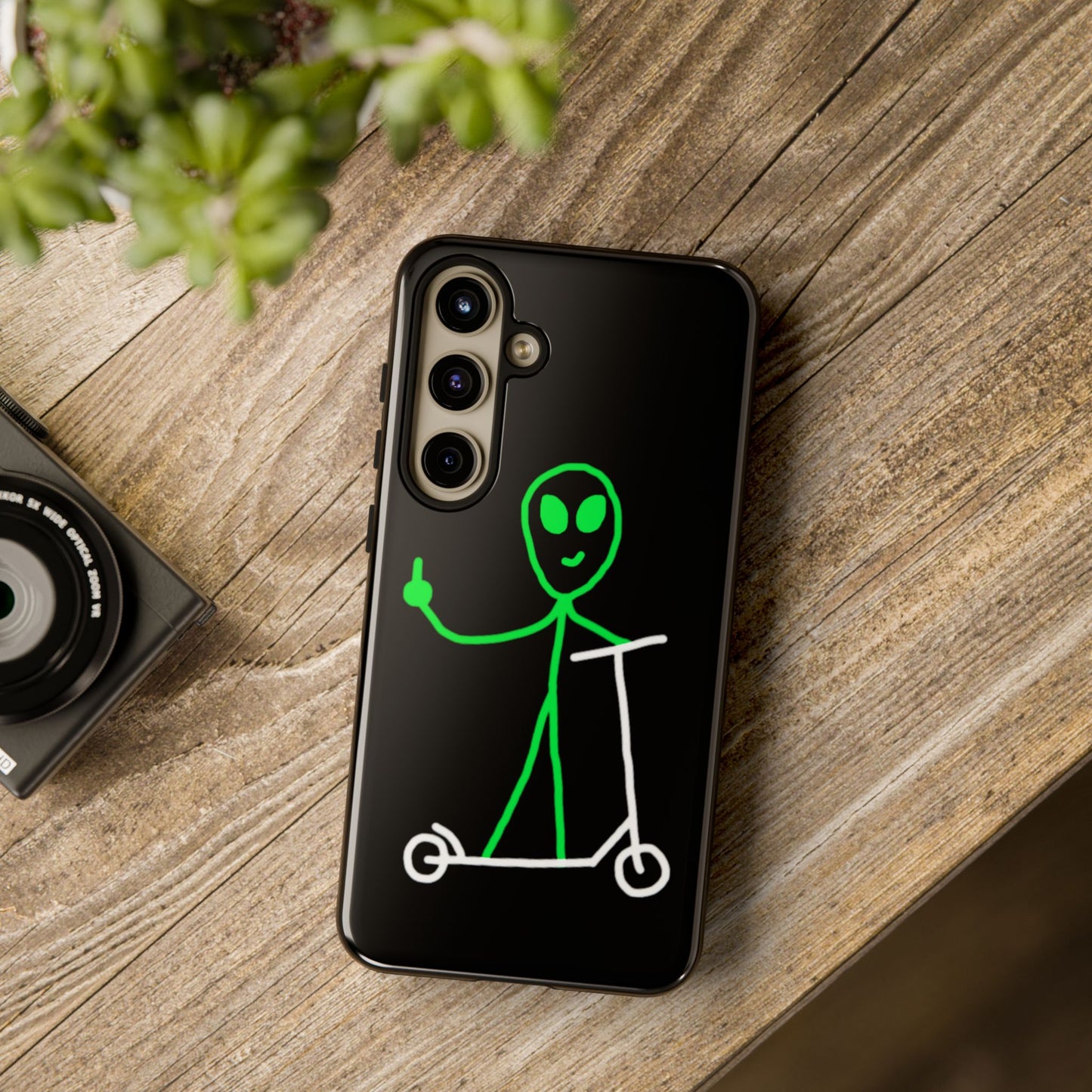 Alien on a Scooter Phone Case (Black)