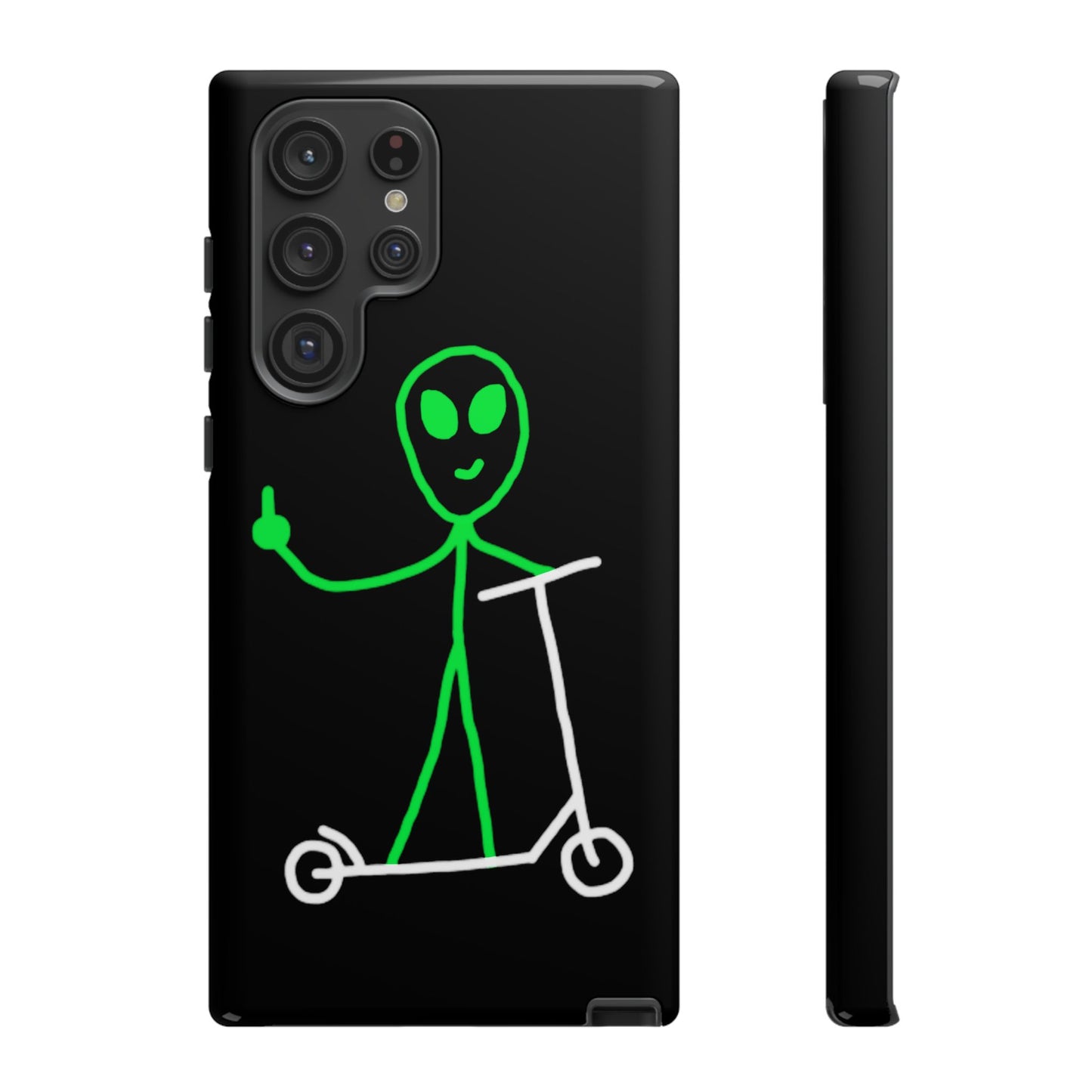 Alien on a Scooter Phone Case (Black)