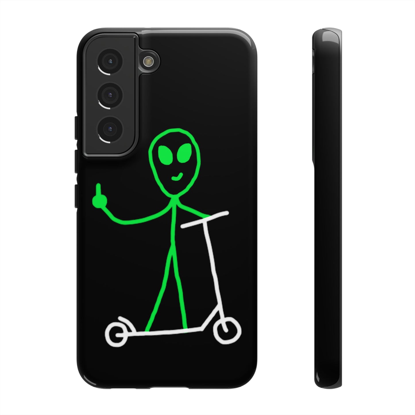 Alien on a Scooter Phone Case (Black)