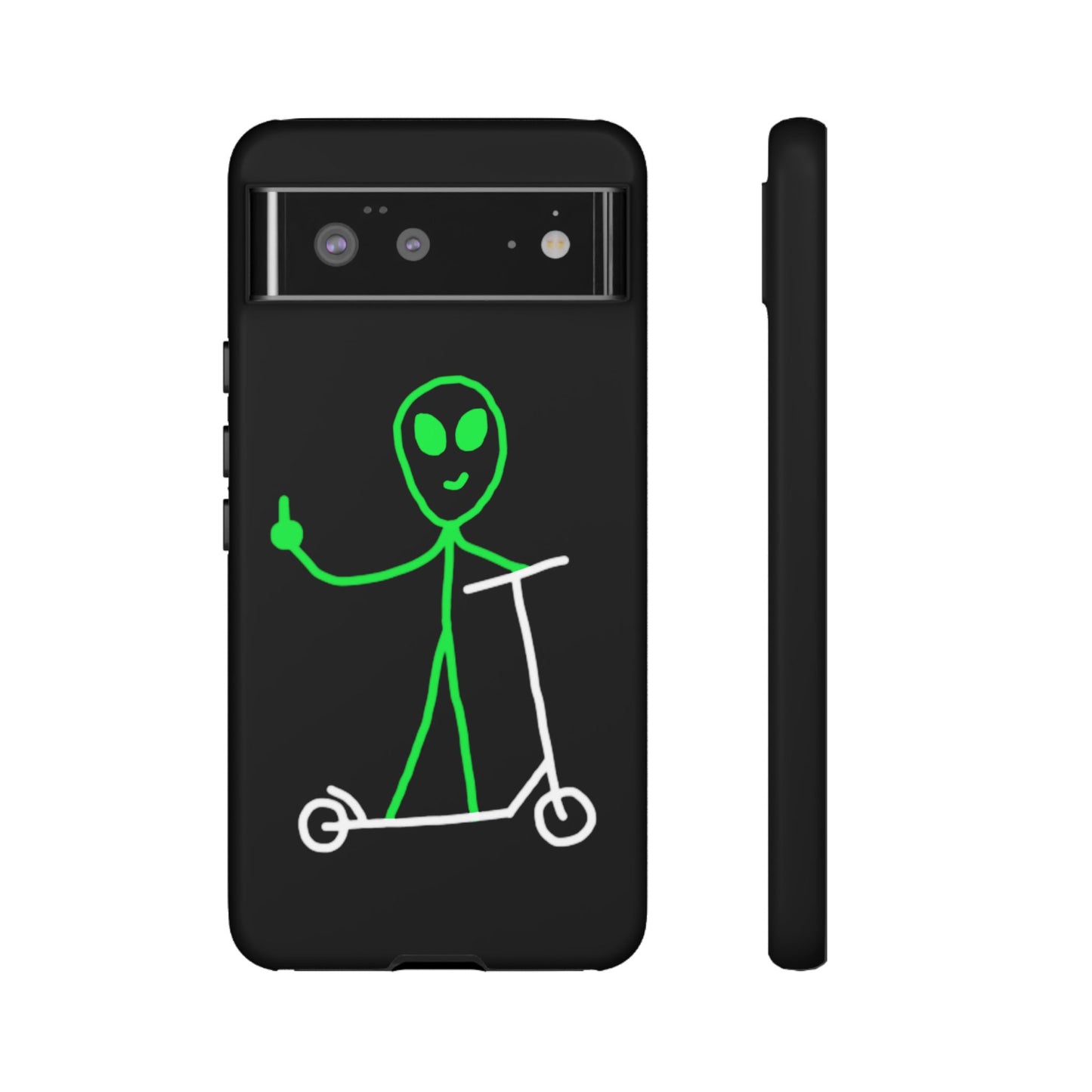 Alien on a Scooter Phone Case (Black)