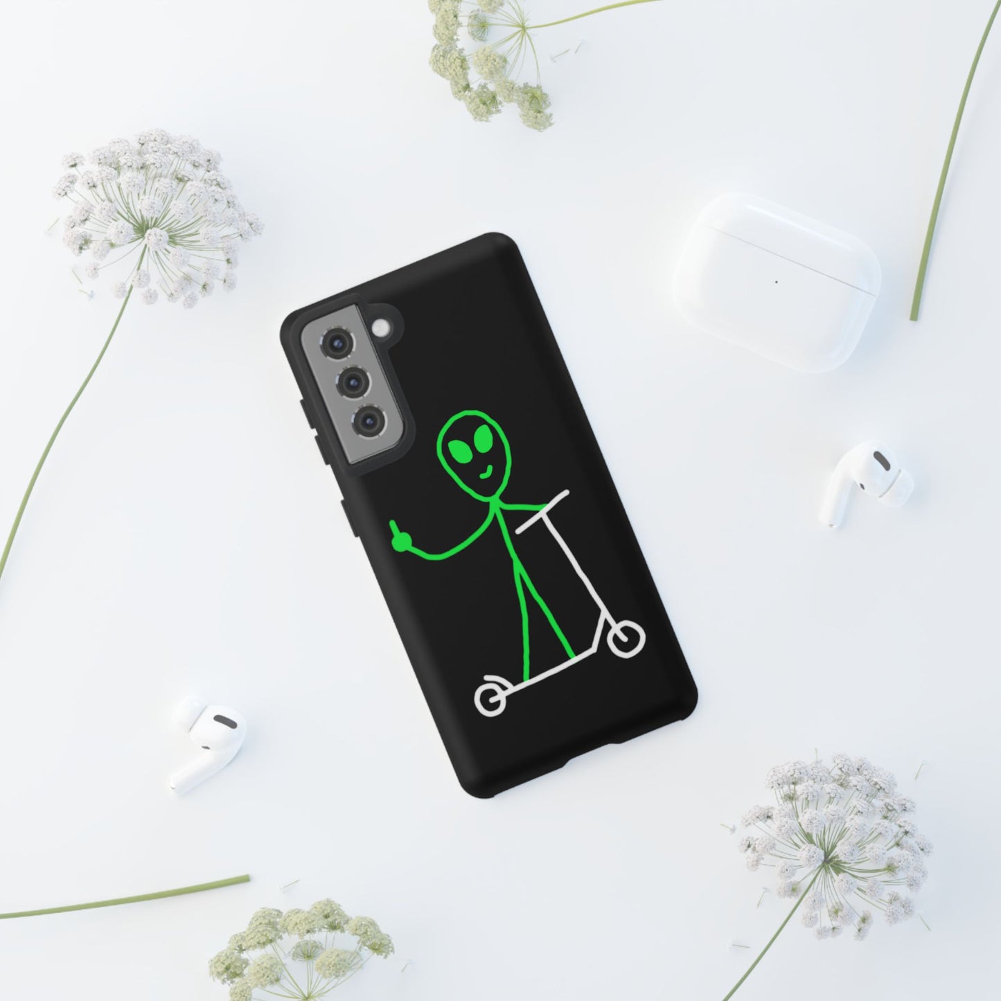 Alien on a Scooter Phone Case (Black)