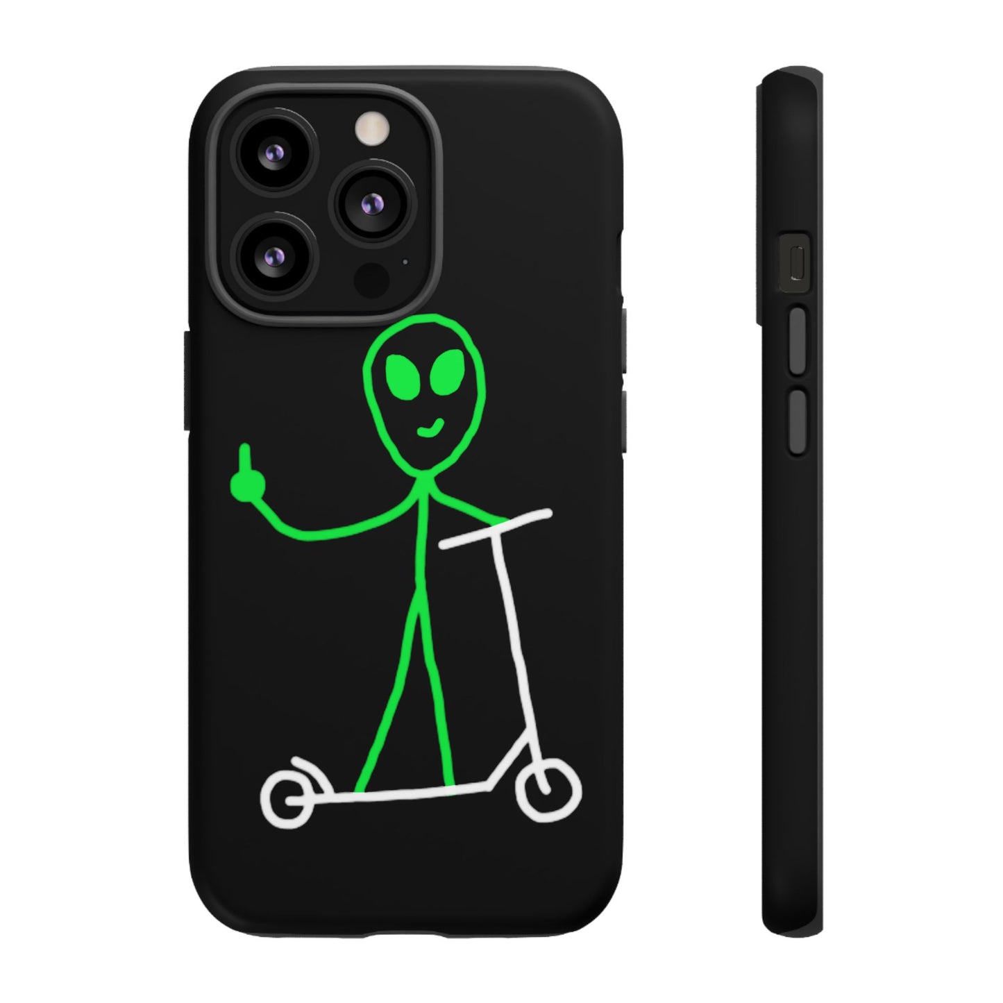 Alien on a Scooter Phone Case (Black)