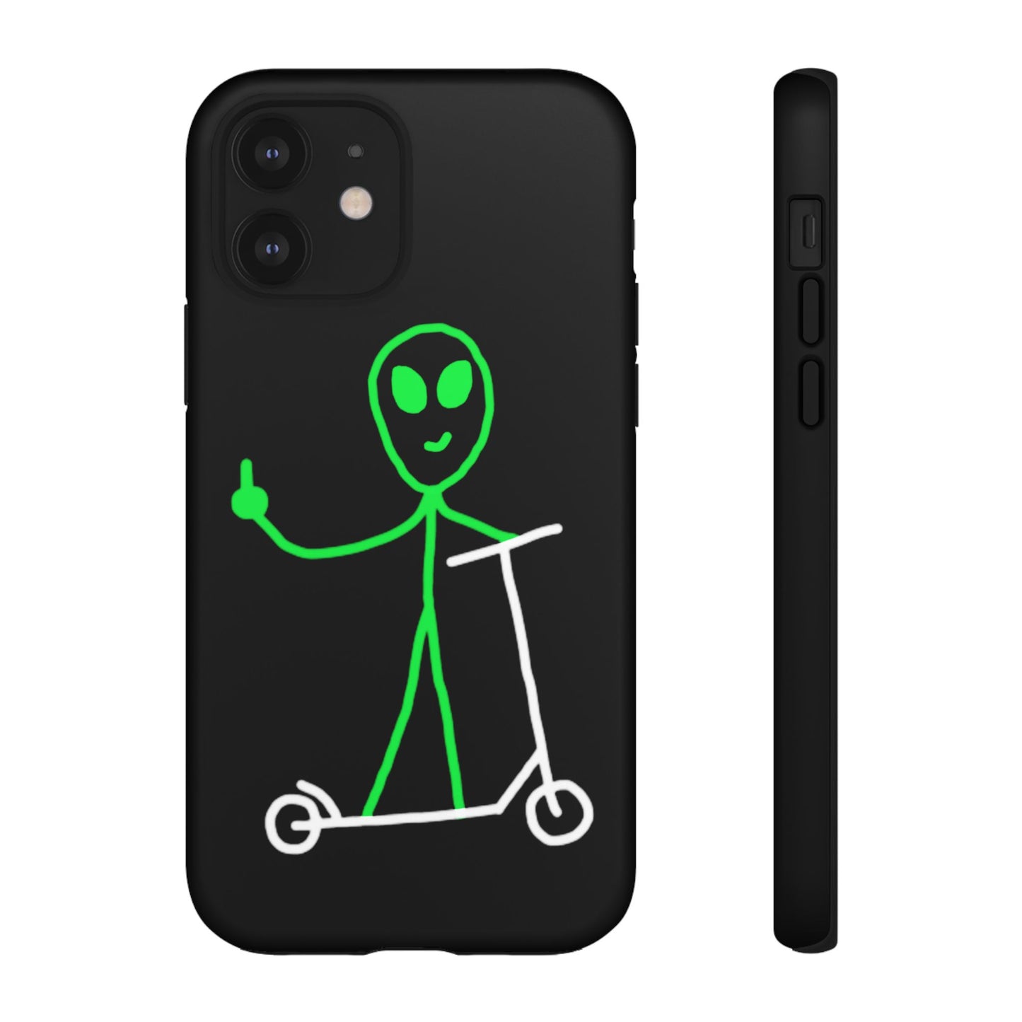 Alien on a Scooter Phone Case (Black)