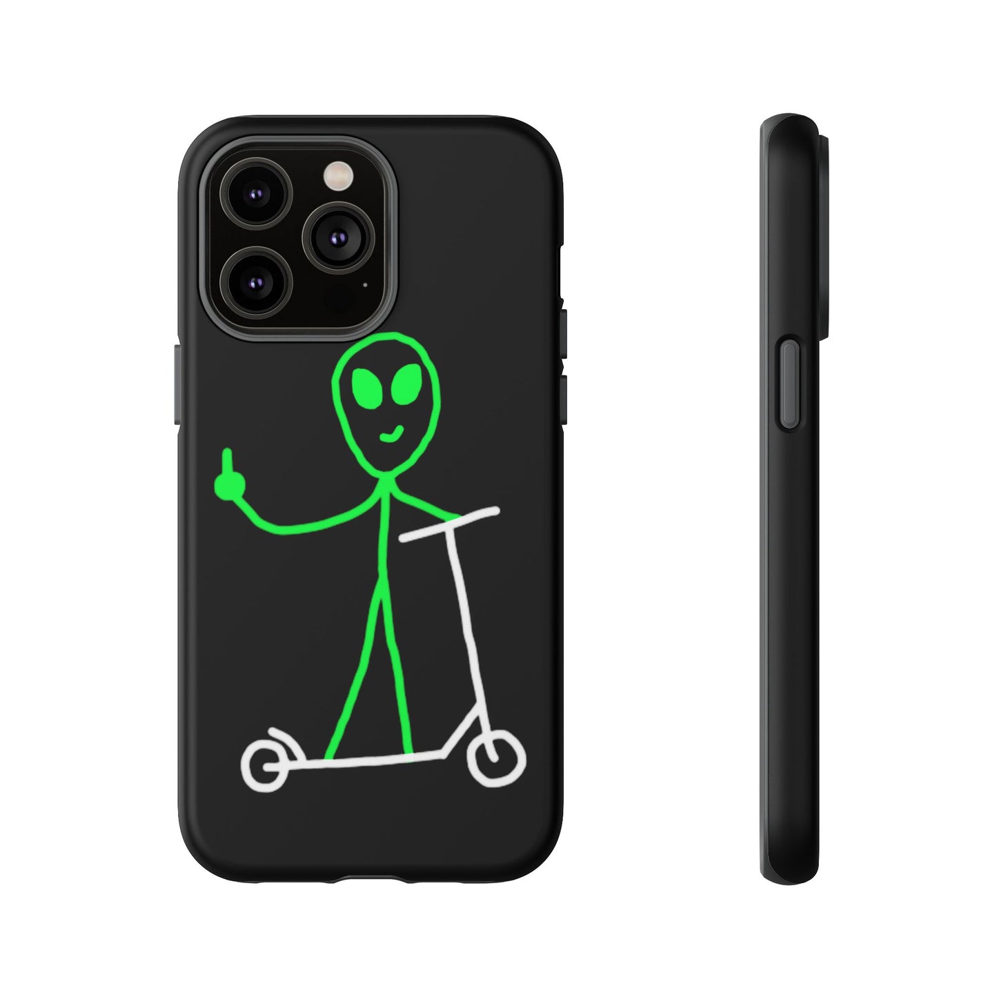 Alien on a Scooter Phone Case (Black)