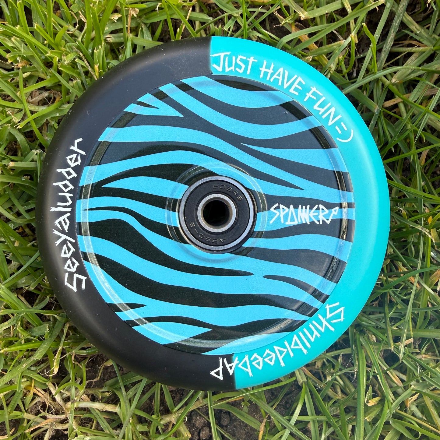Black & Blue Zebra Wheels