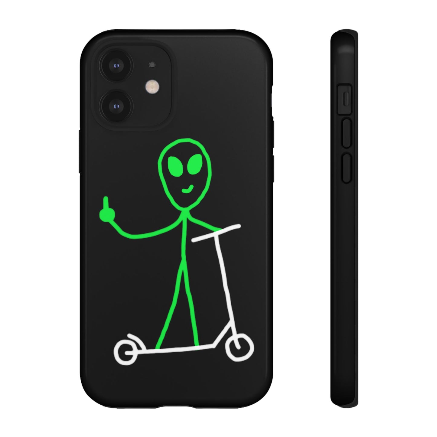 Alien on a Scooter Phone Case (Black)