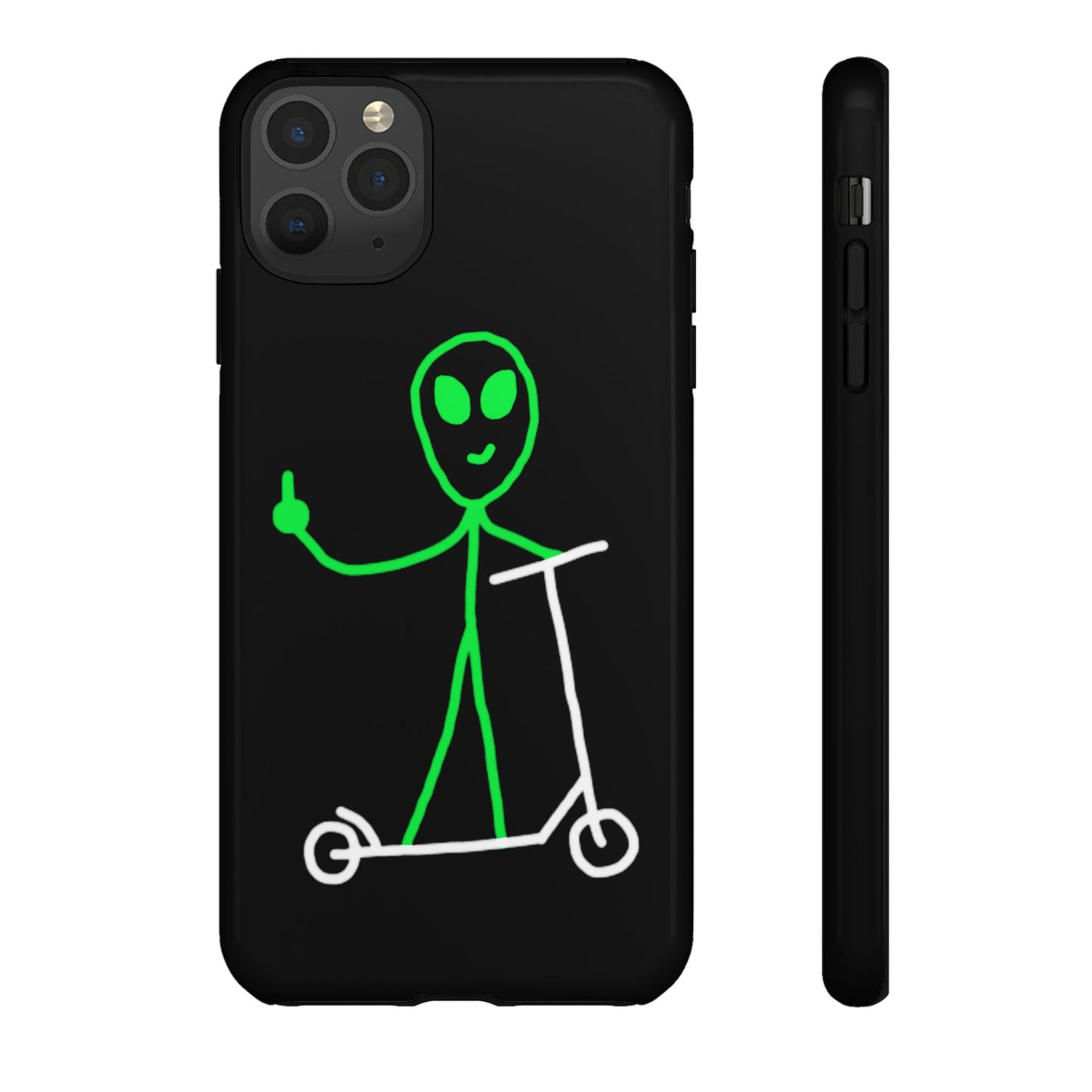 Alien on a Scooter Phone Case (Black)