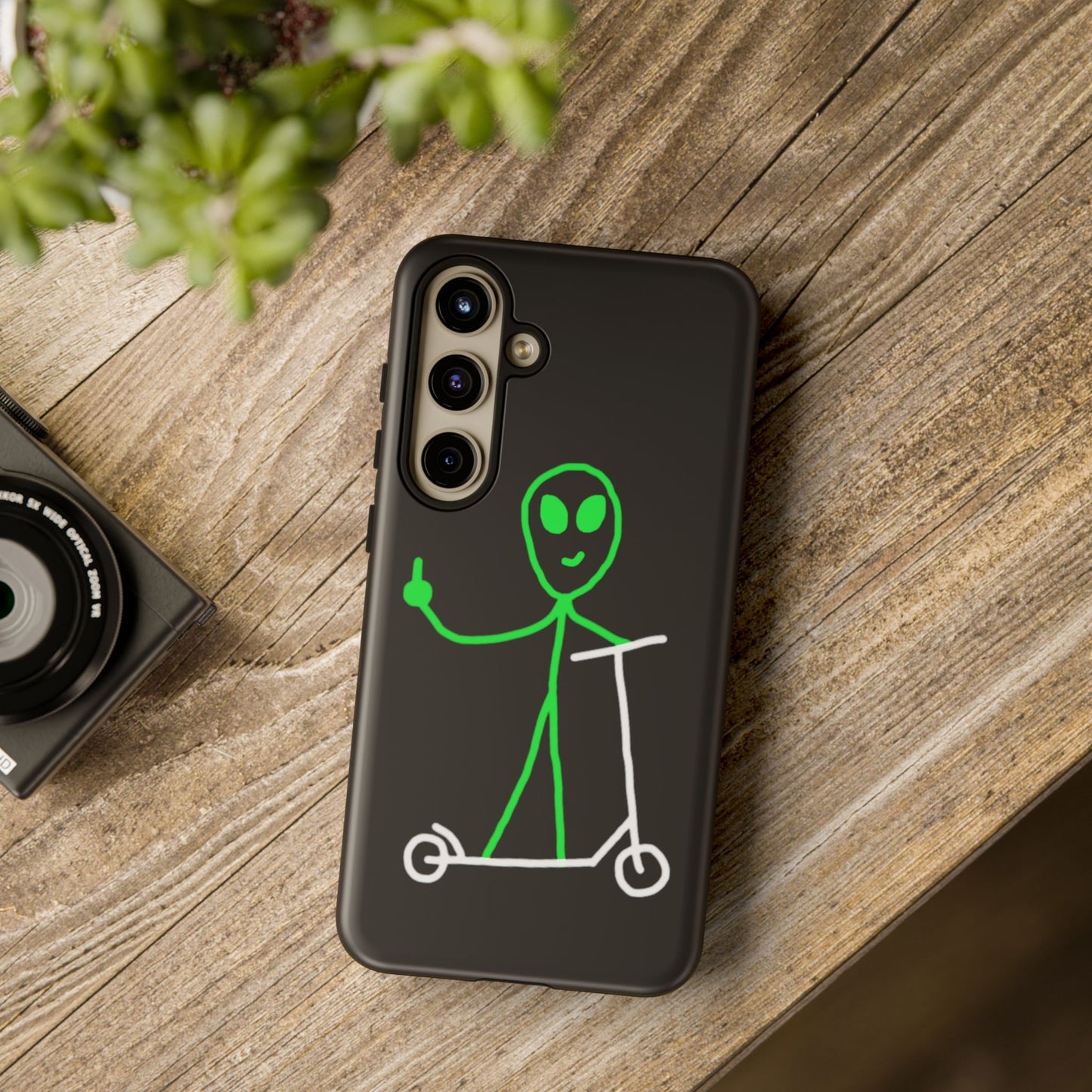 Alien on a Scooter Phone Case (Black)