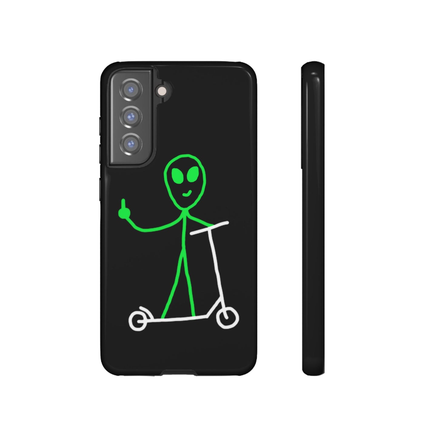 Alien on a Scooter Phone Case (Black)