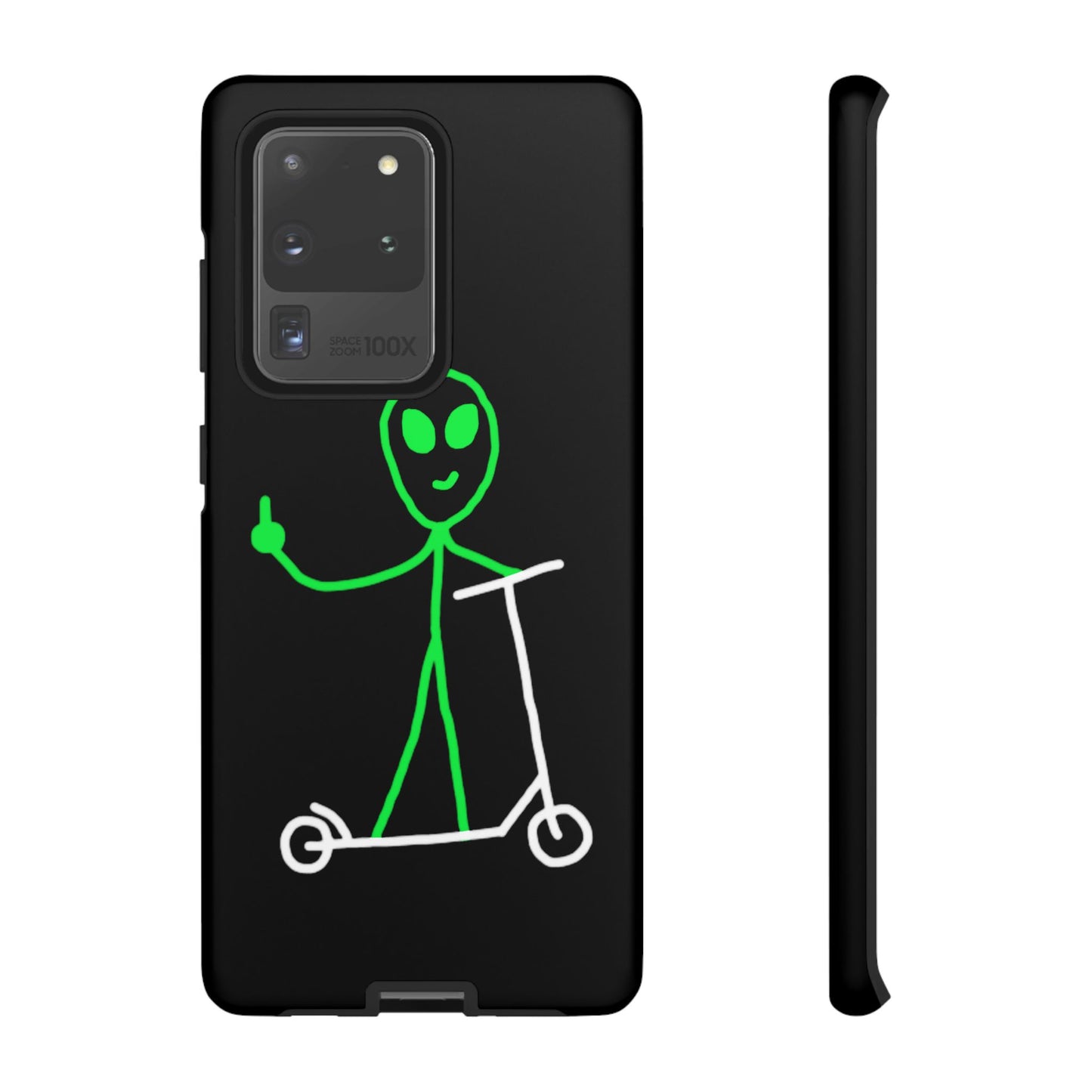 Alien on a Scooter Phone Case (Black)