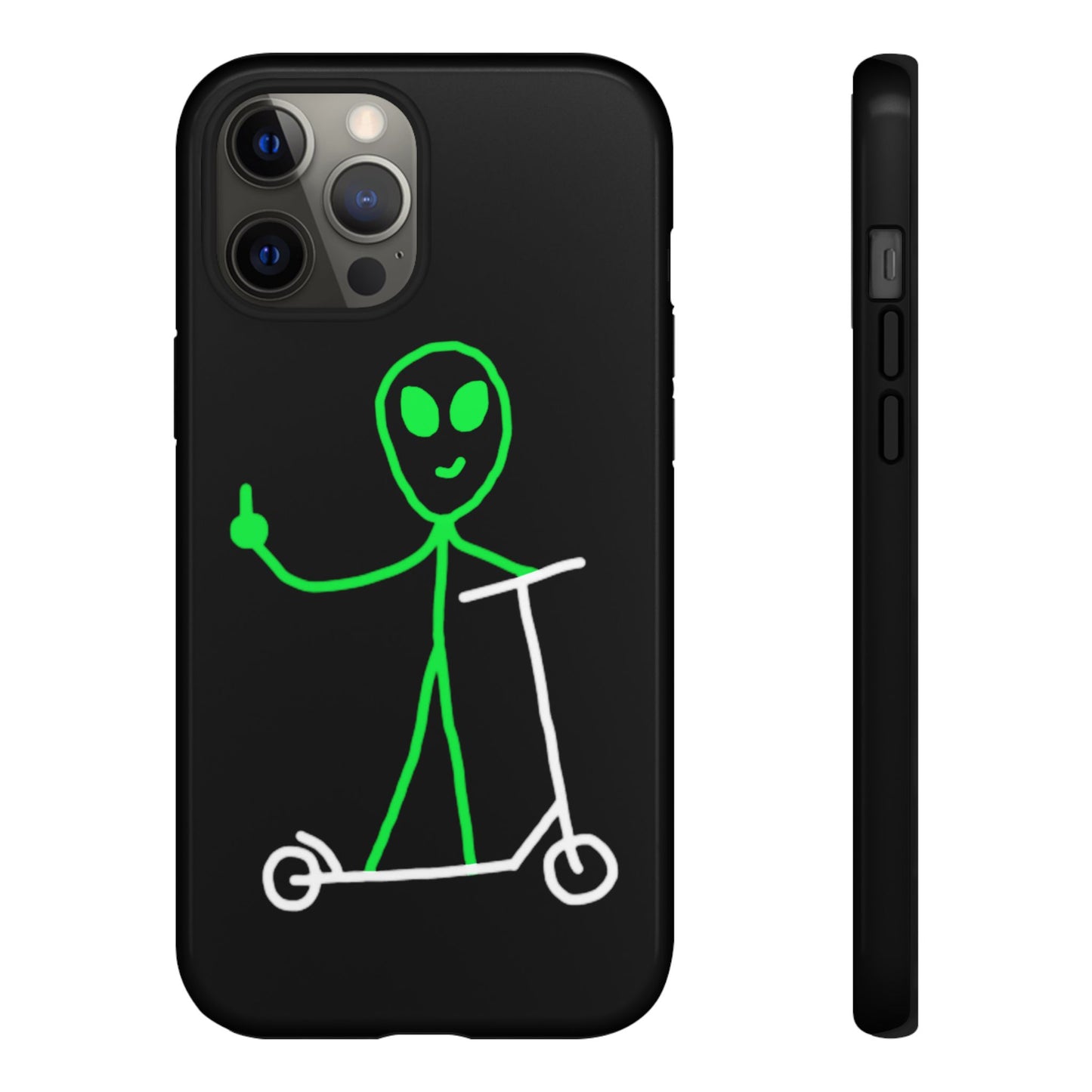 Alien on a Scooter Phone Case (Black)