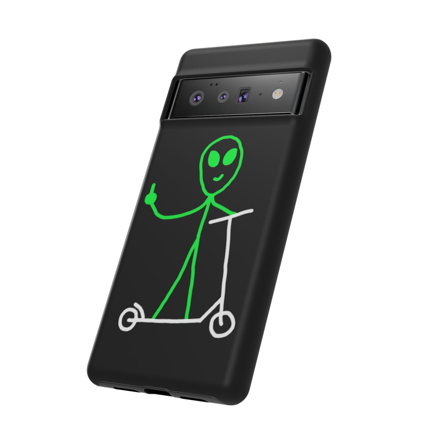 Alien on a Scooter Phone Case (Black)