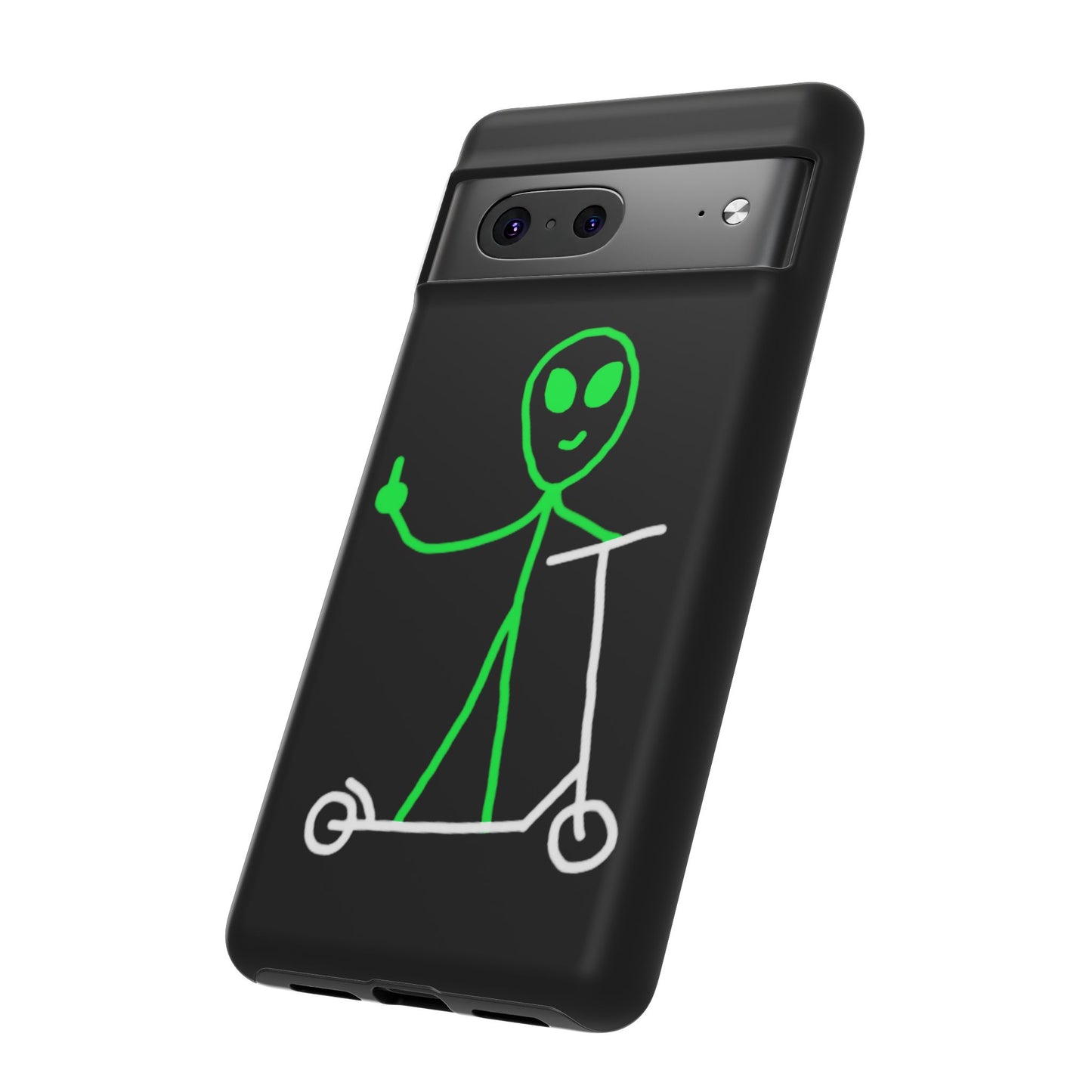 Alien on a Scooter Phone Case (Black)