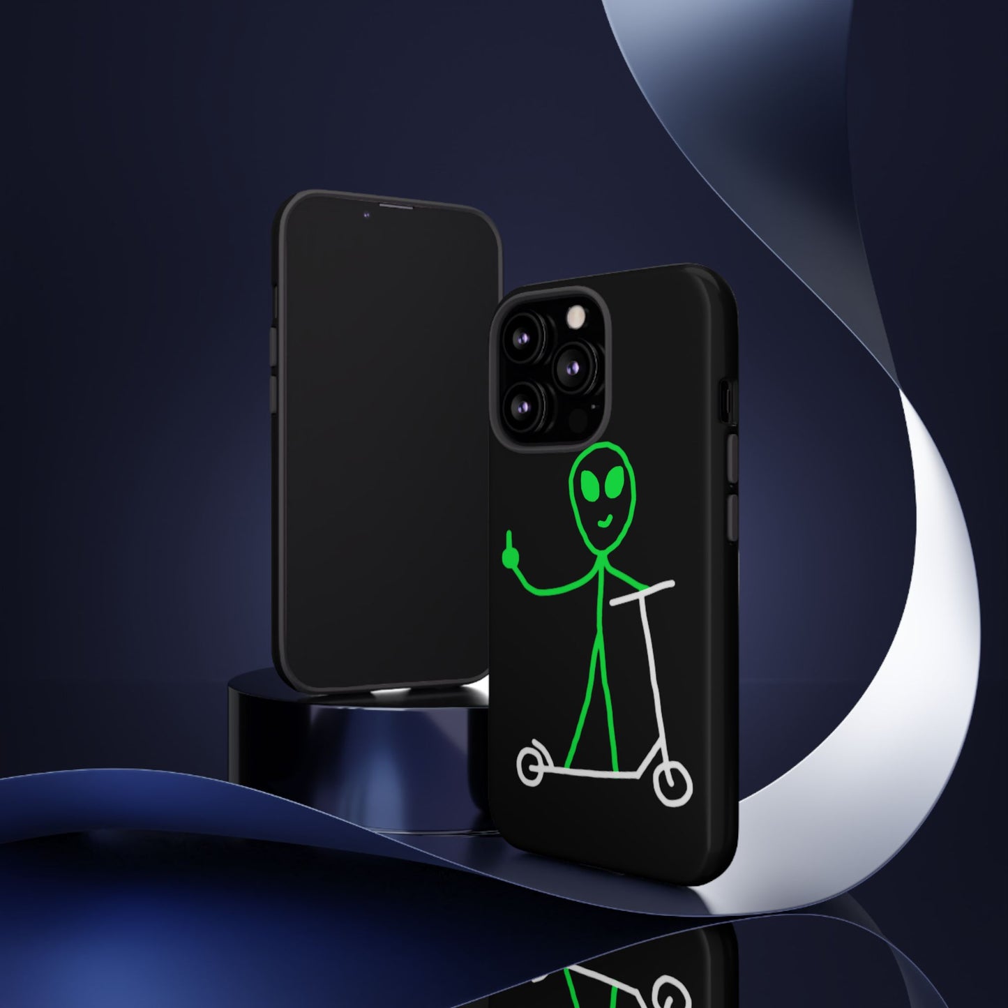 Alien on a Scooter Phone Case (Black)