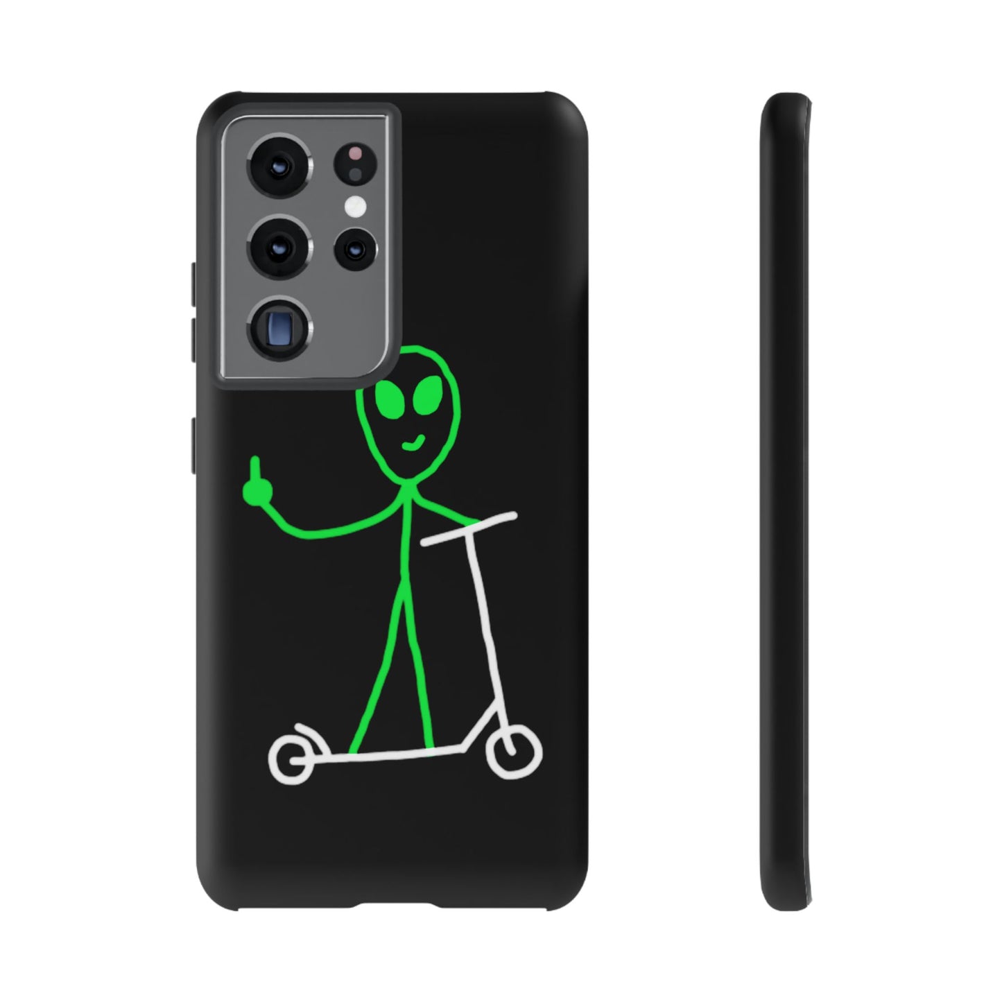 Alien on a Scooter Phone Case (Black)