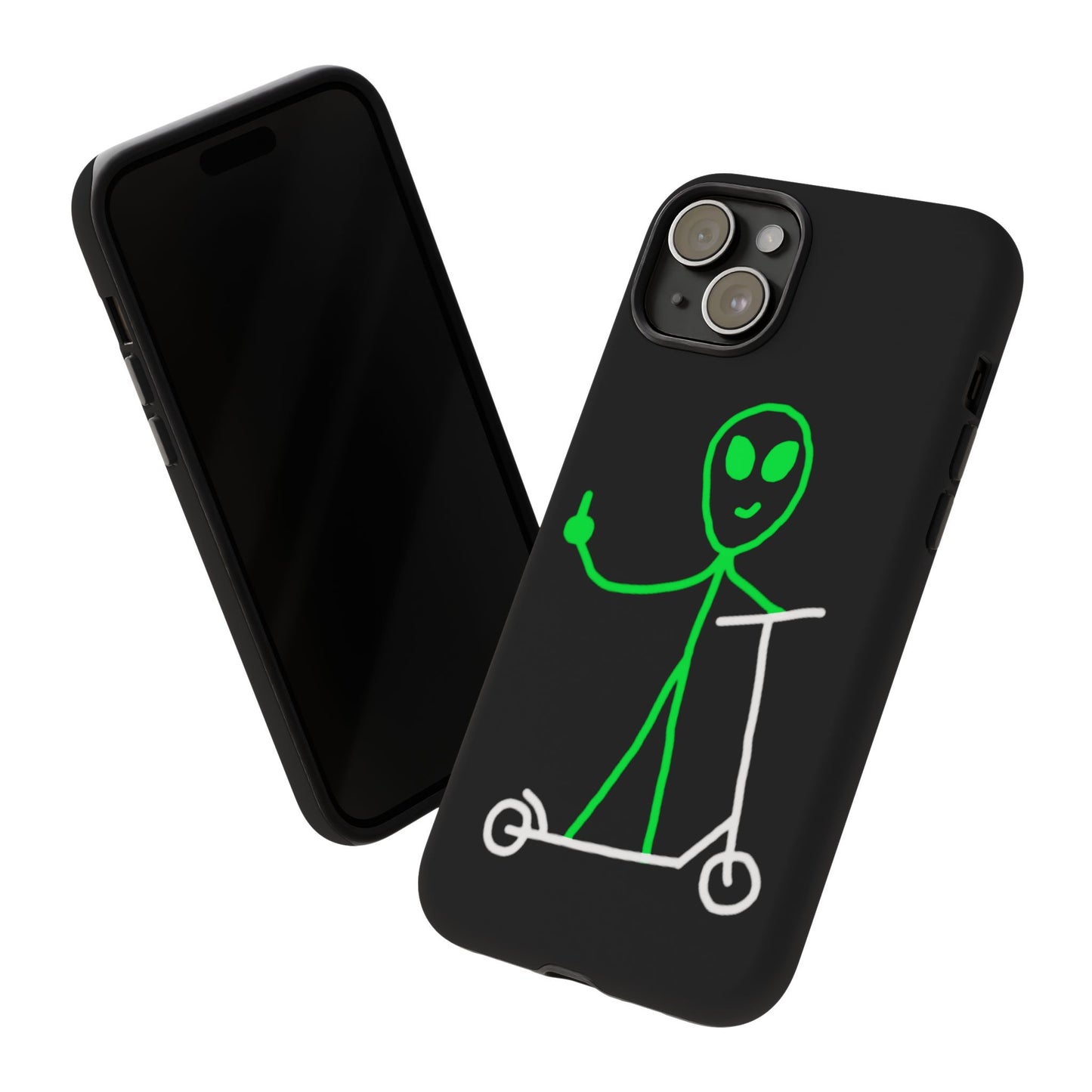Alien on a Scooter Phone Case (Black)