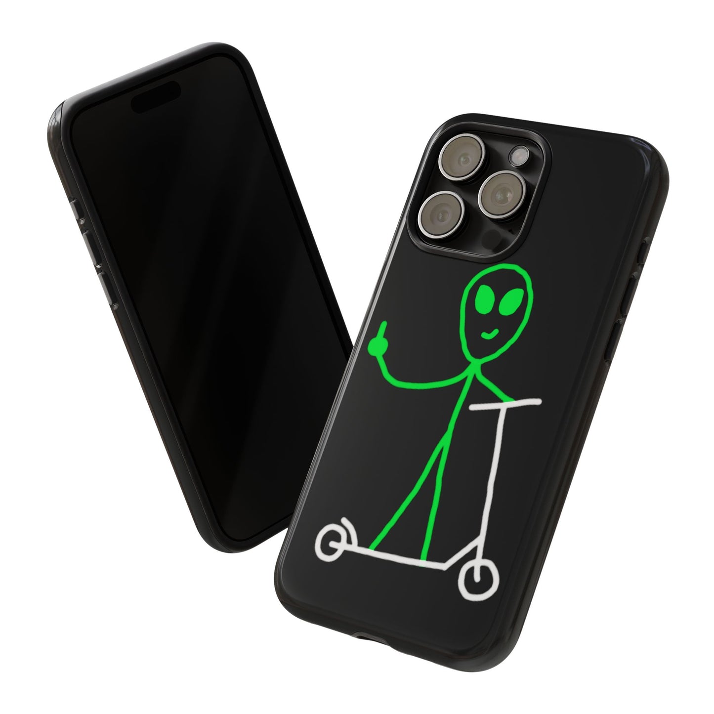 Alien on a Scooter Phone Case (Black)