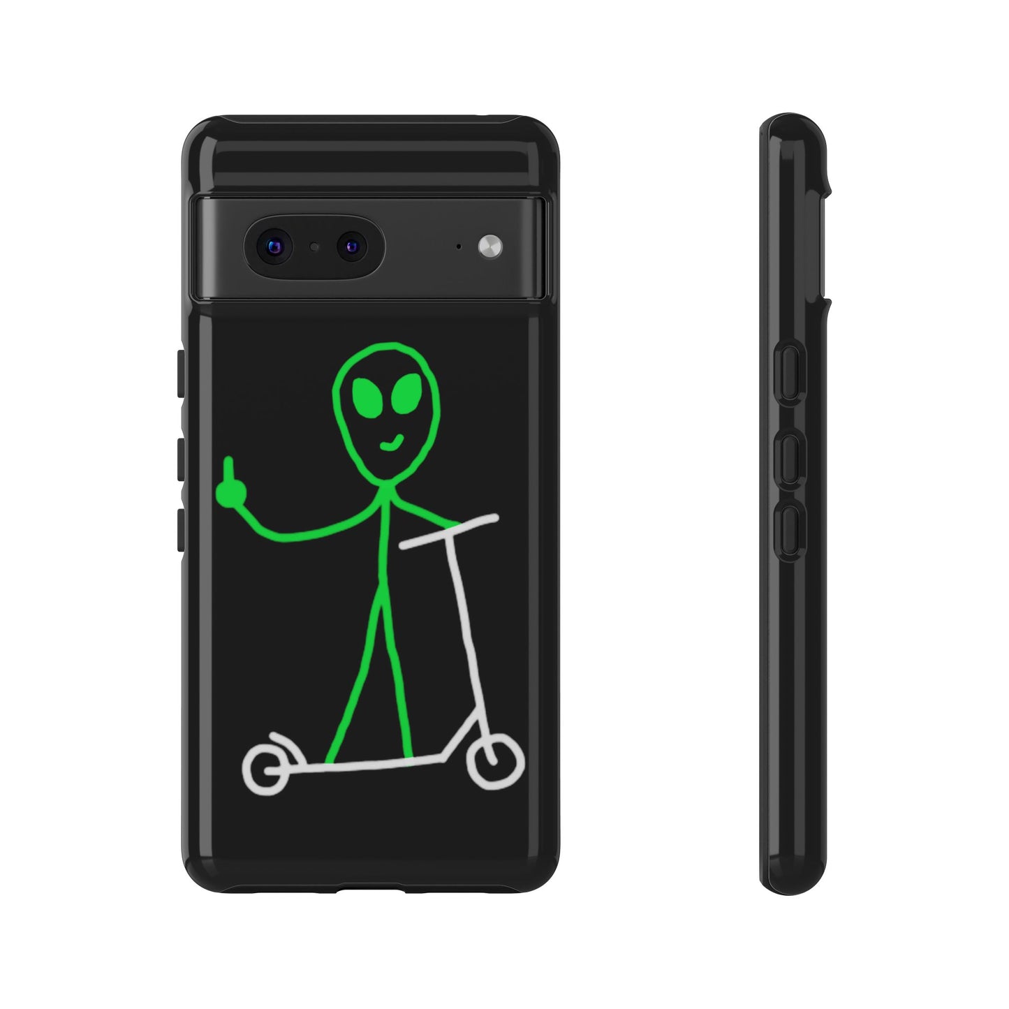 Alien on a Scooter Phone Case (Black)