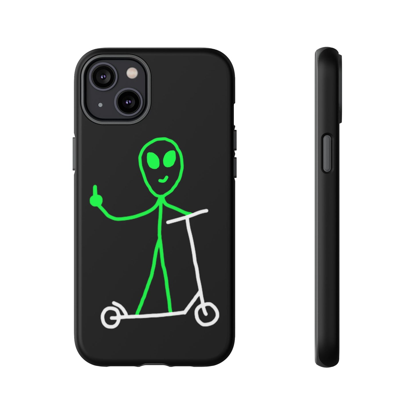 Alien on a Scooter Phone Case (Black)