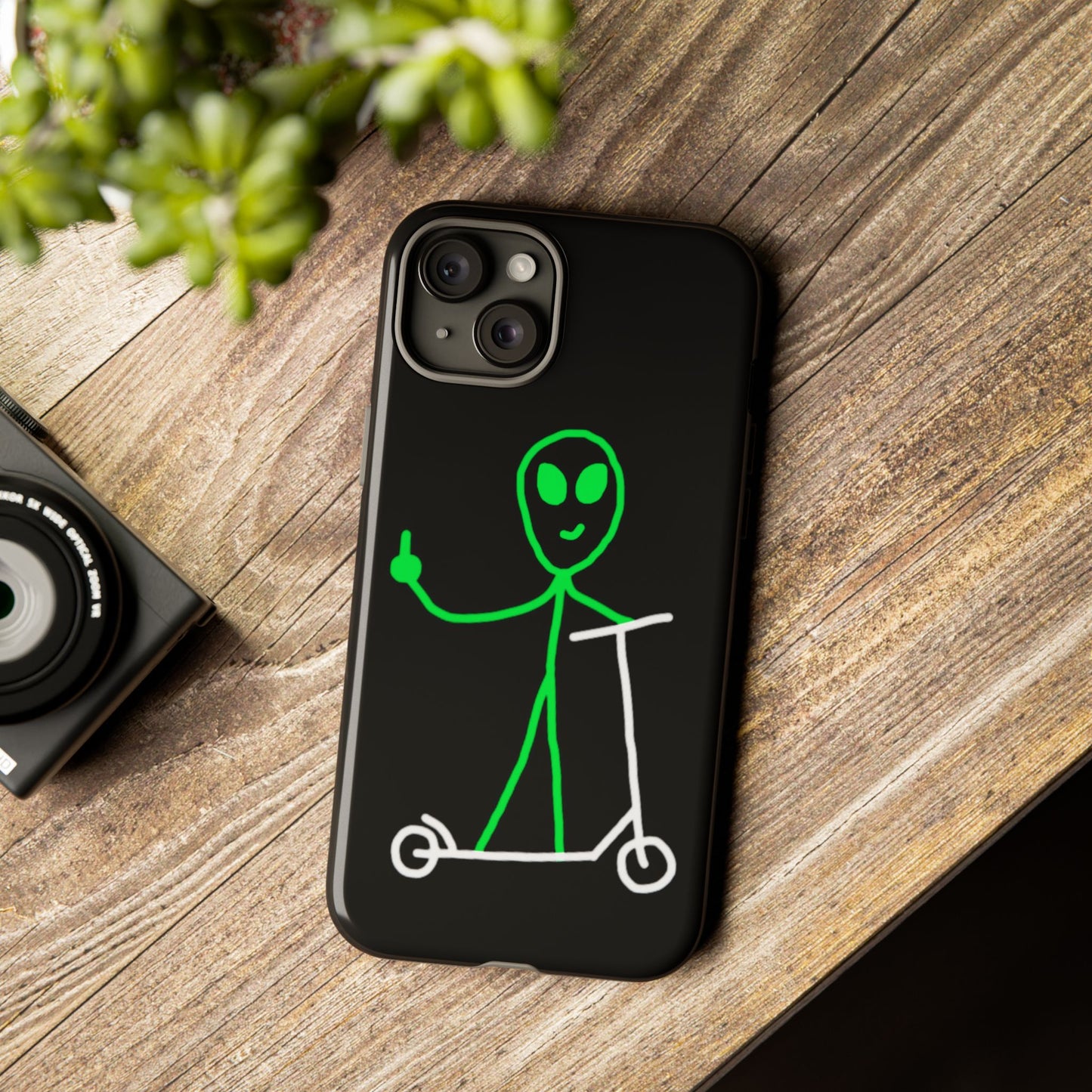 Alien on a Scooter Phone Case (Black)
