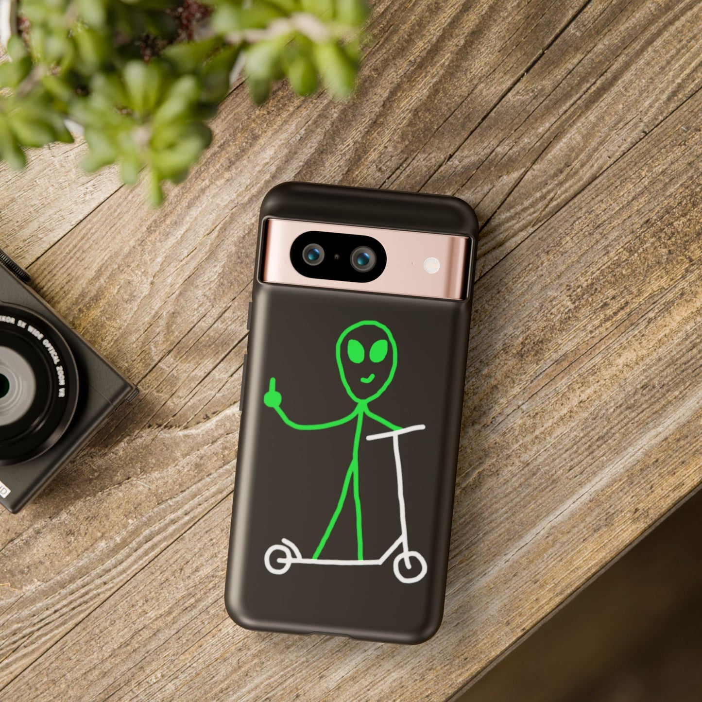 Alien on a Scooter Phone Case (Black)