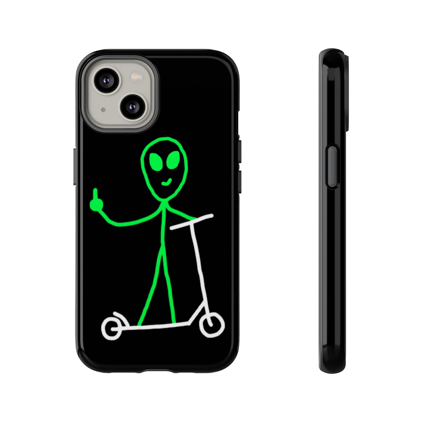 Alien on a Scooter Phone Case (Black)