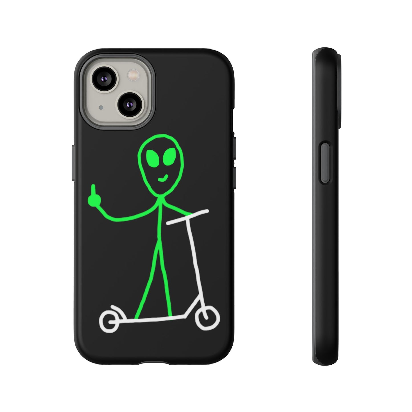 Alien on a Scooter Phone Case (Black)