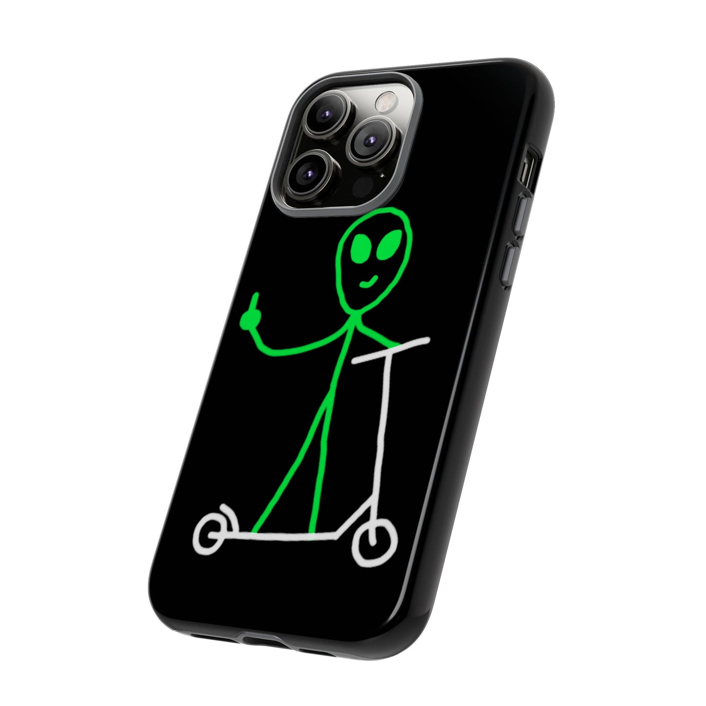 Alien on a Scooter Phone Case (Black)