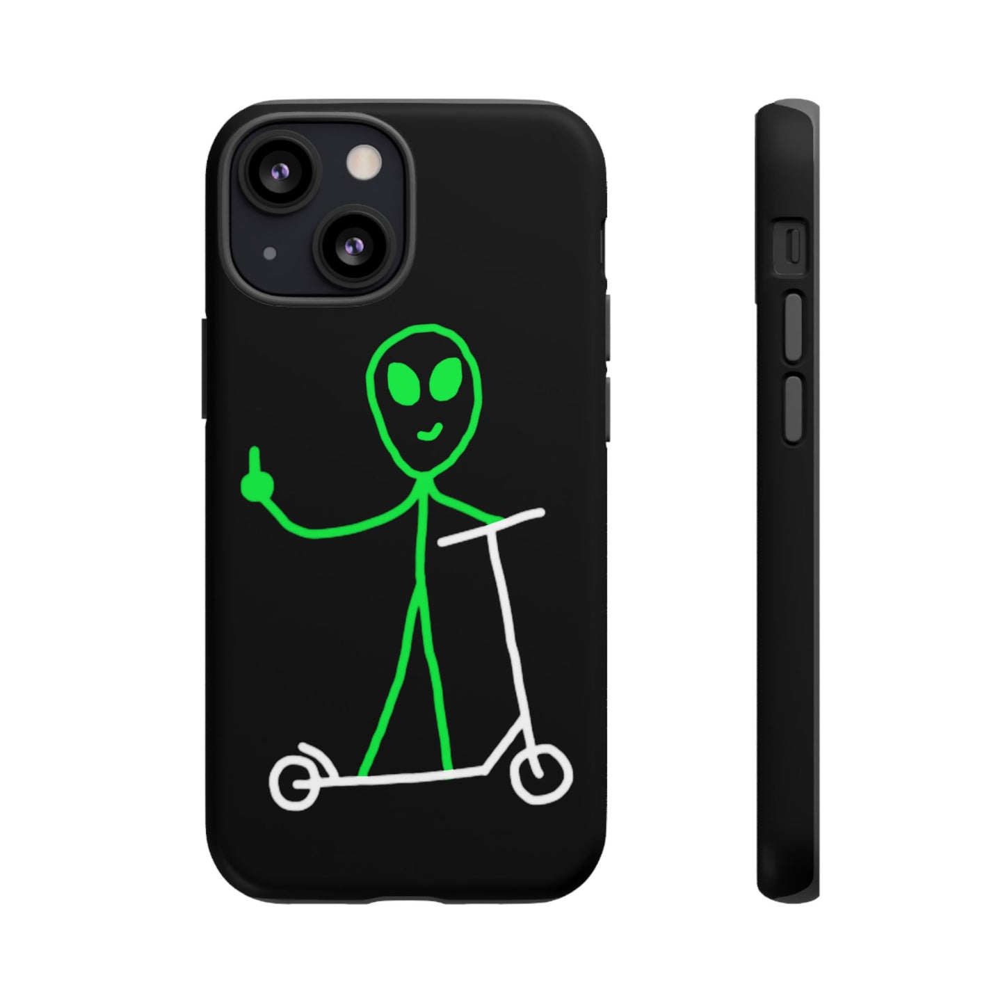 Alien on a Scooter Phone Case (Black)