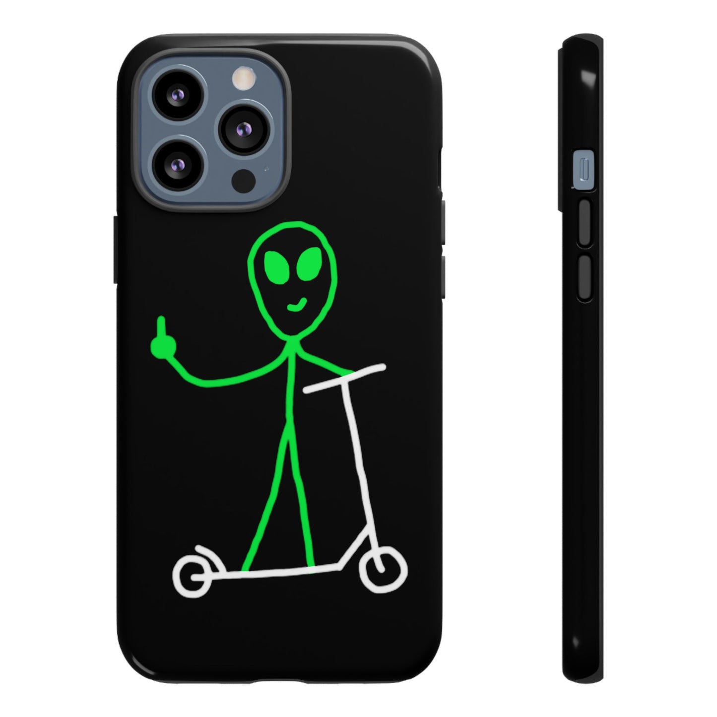 Alien on a Scooter Phone Case (Black)