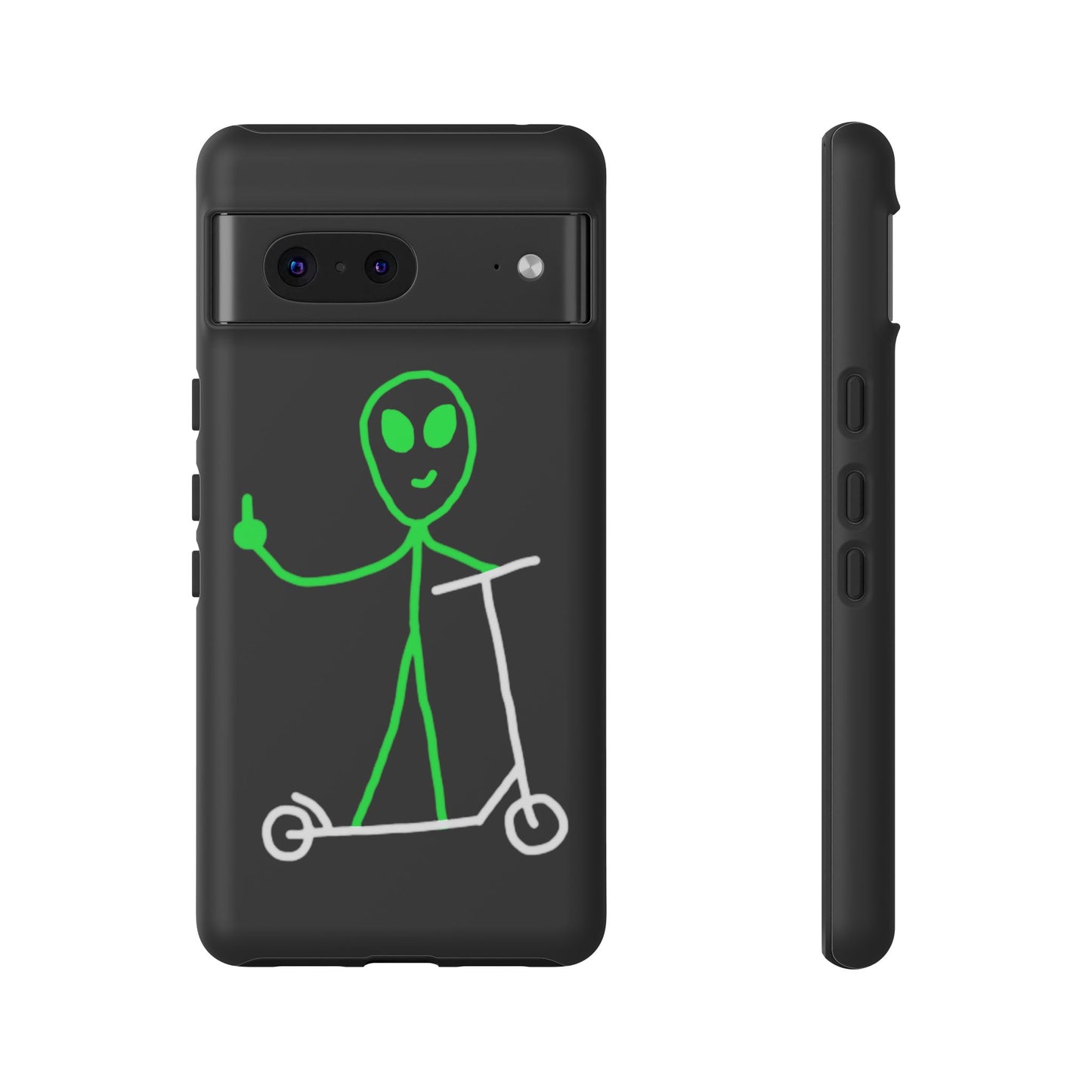 Alien on a Scooter Phone Case (Black)