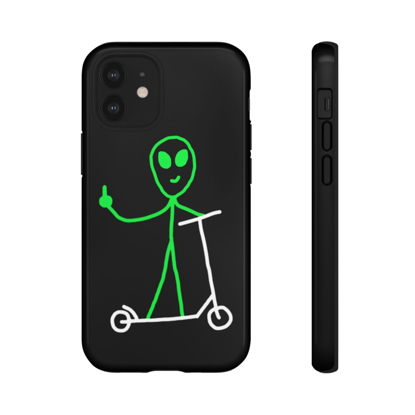 Alien on a Scooter Phone Case (Black)