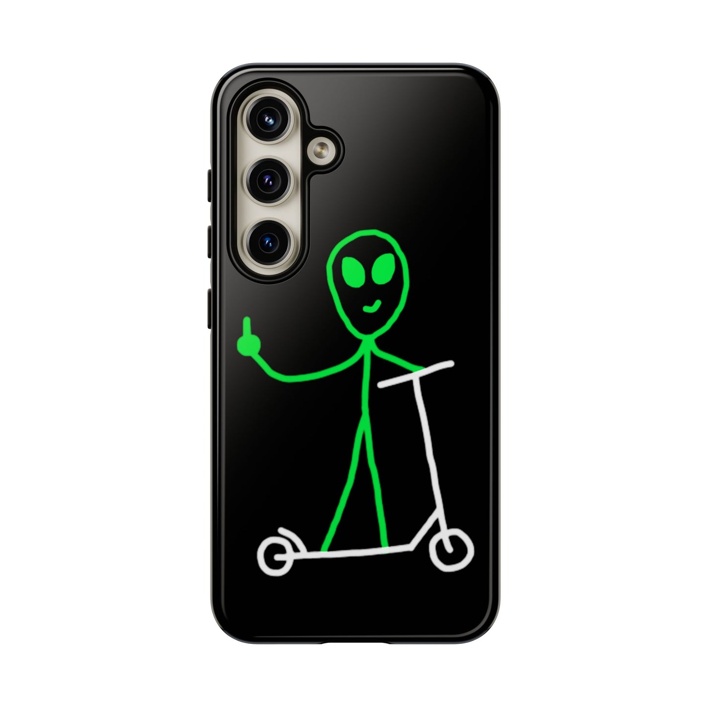 Alien on a Scooter Phone Case (Black)