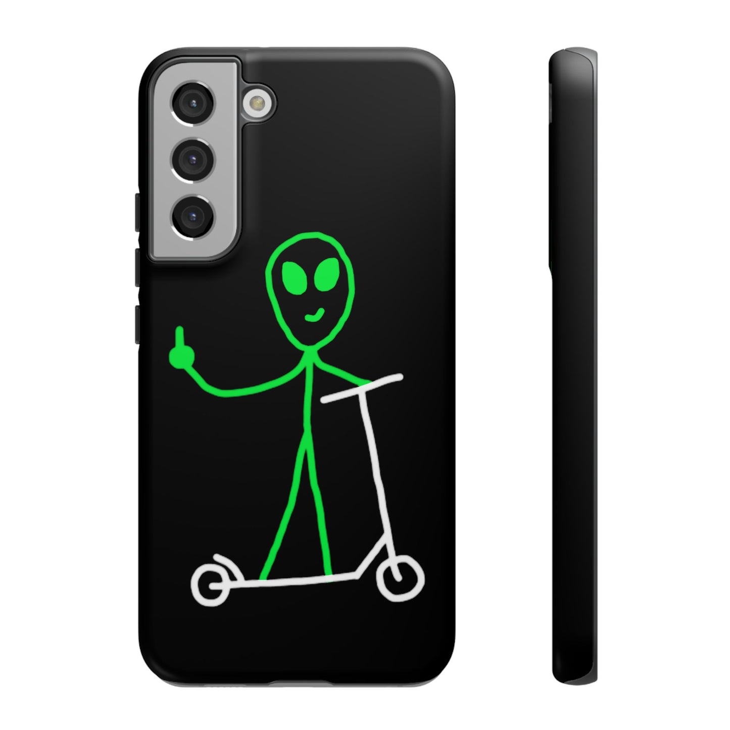 Alien on a Scooter Phone Case (Black)