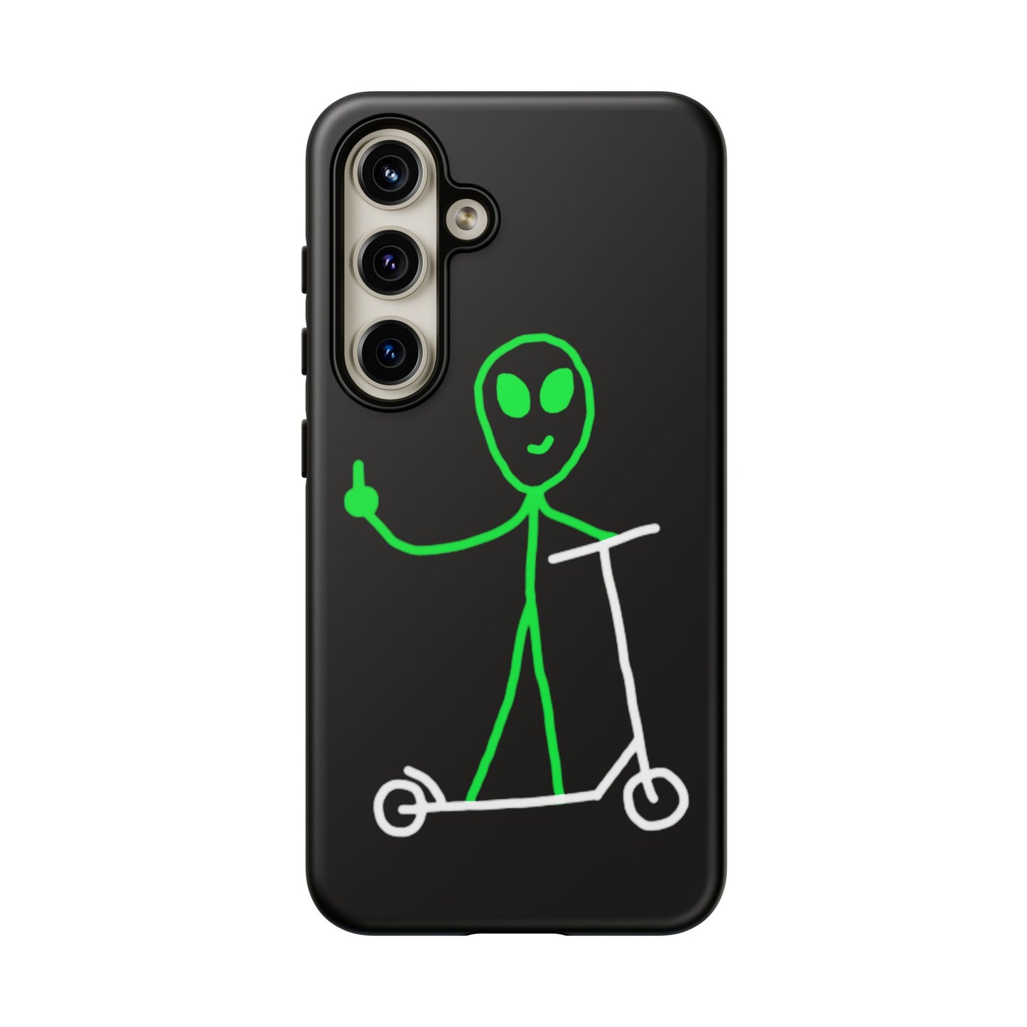 Alien on a Scooter Phone Case (Black)