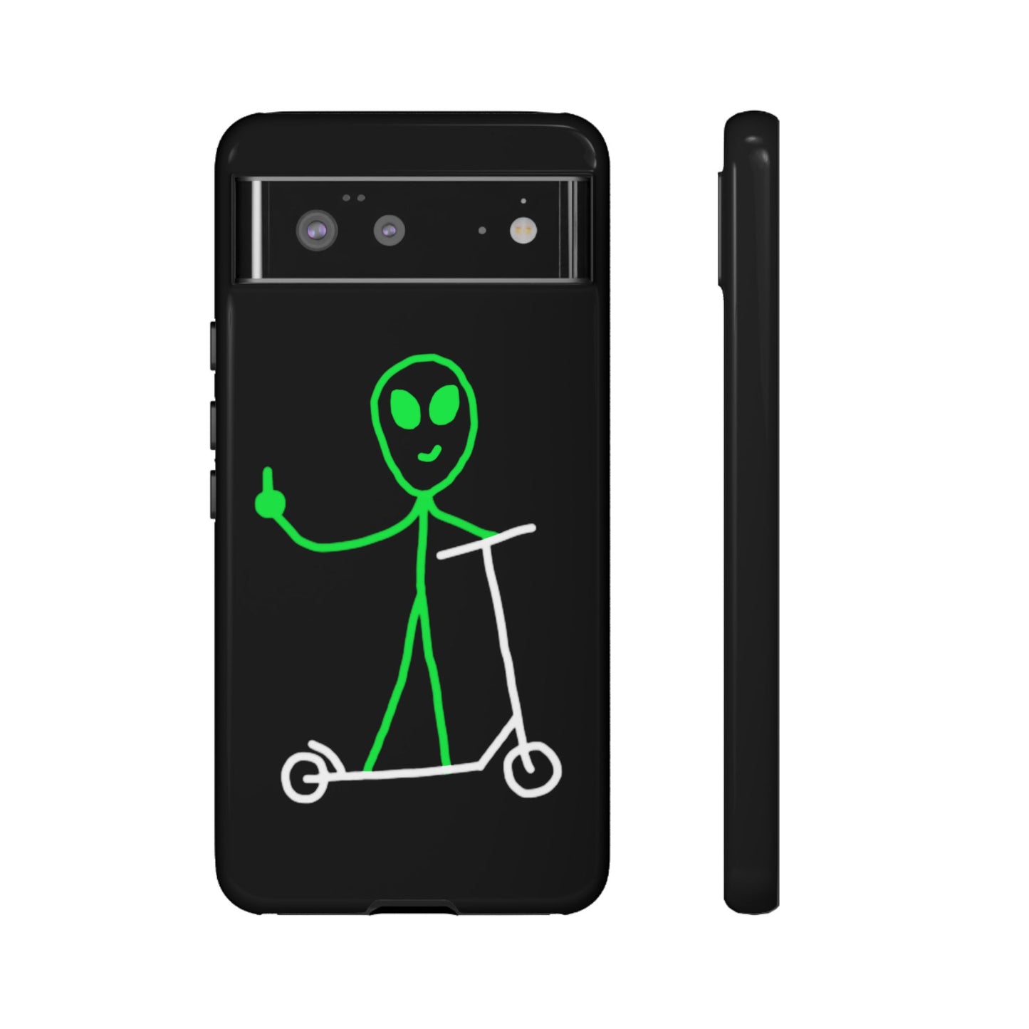 Alien on a Scooter Phone Case (Black)