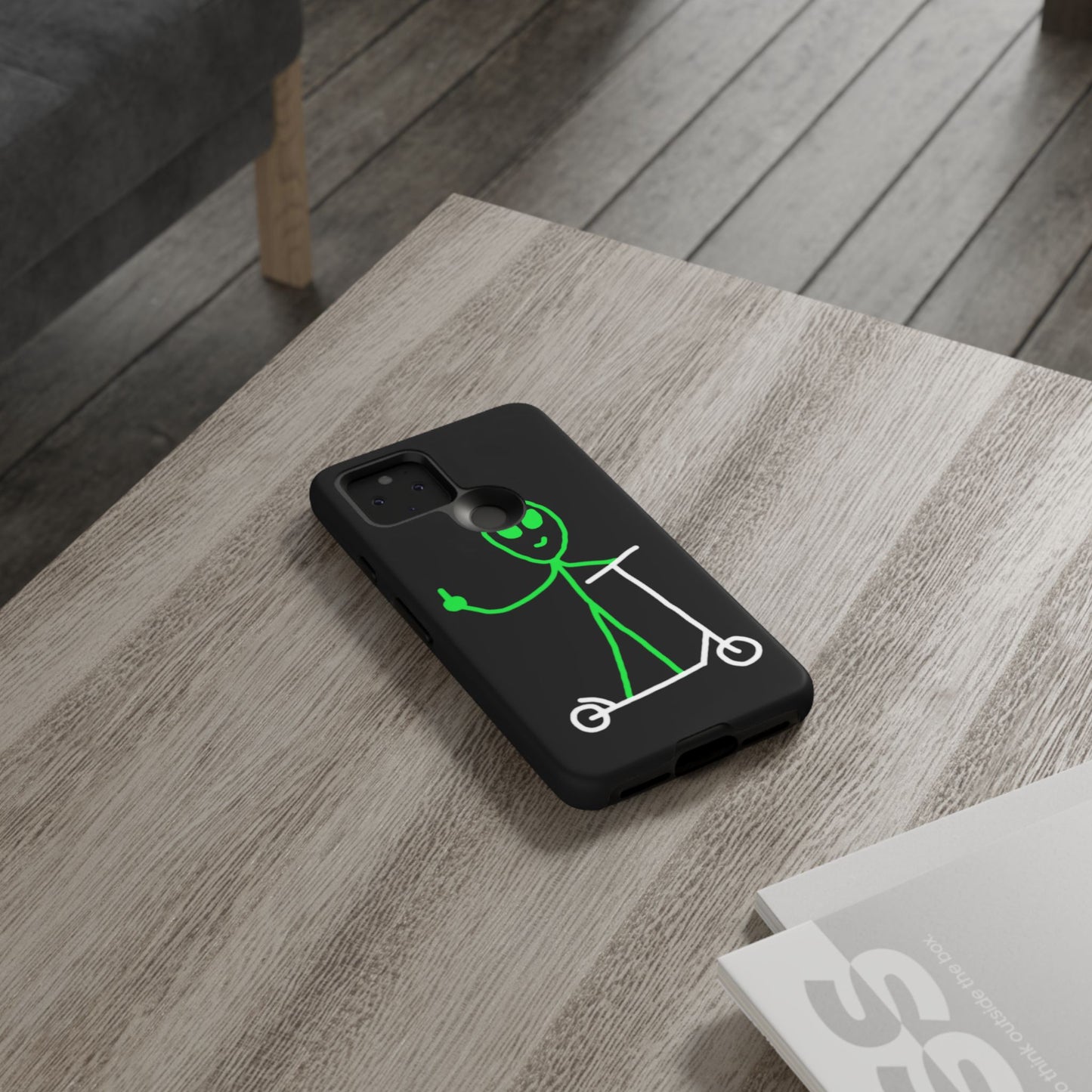 Alien on a Scooter Phone Case (Black)