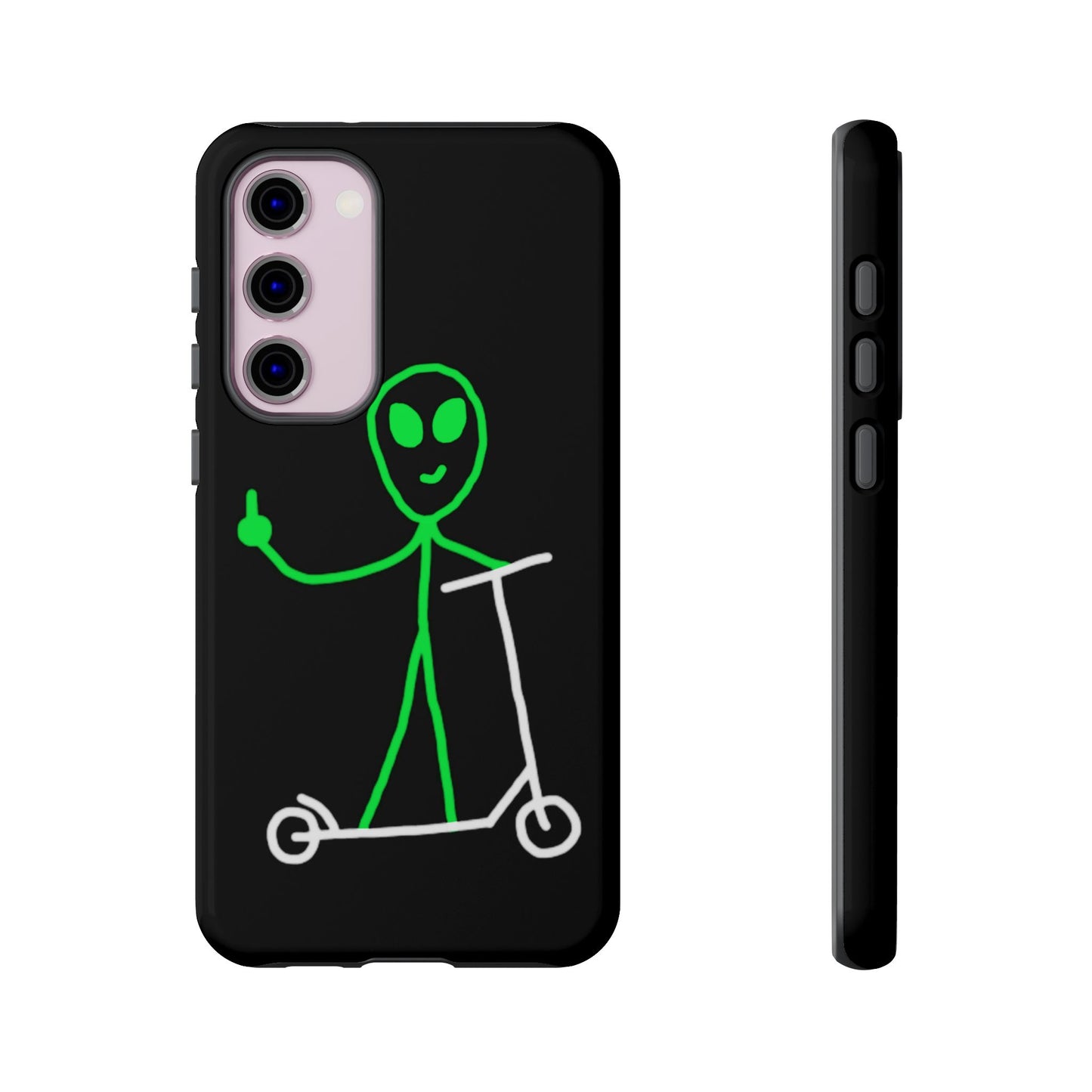 Alien on a Scooter Phone Case (Black)