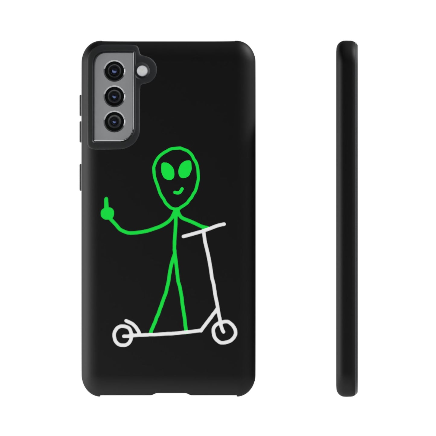 Alien on a Scooter Phone Case (Black)
