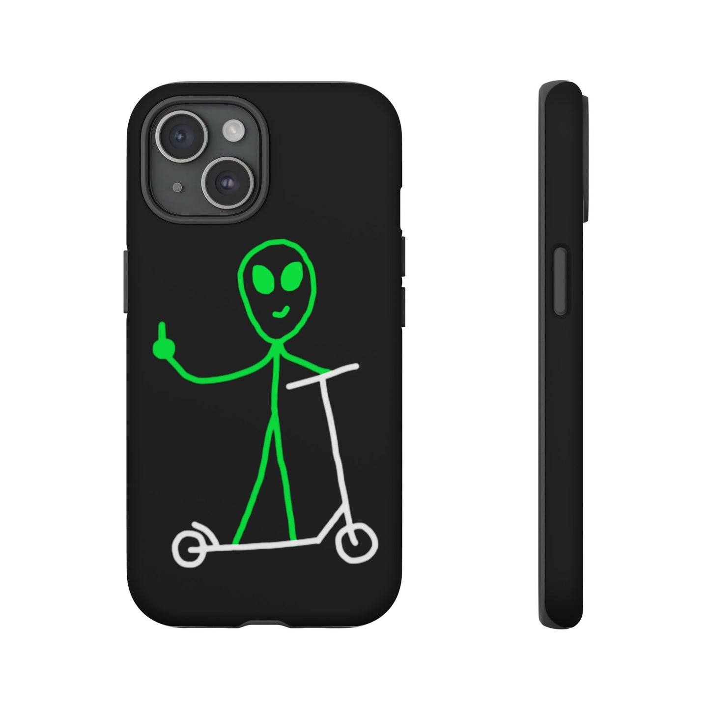 Alien on a Scooter Phone Case (Black)