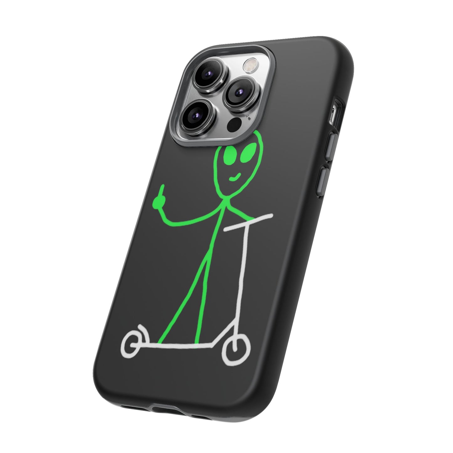 Alien on a Scooter Phone Case (Black)